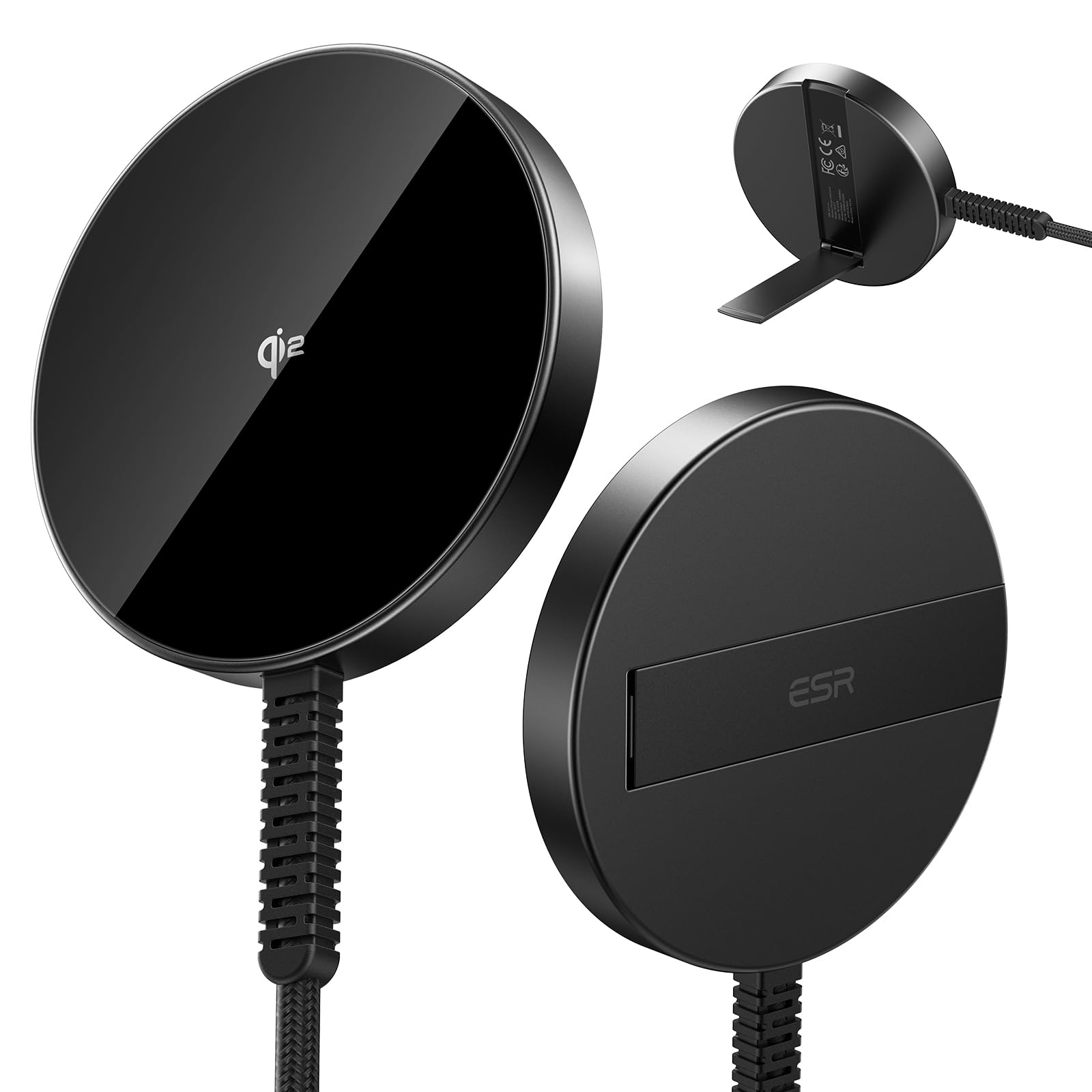 Esr Halolock Qi2 Wireless Charger With Kickstand, Qi2 15W Magsafe Iphone Charger, Wireless Charging Pad For Iphone 15/14/13/12 S