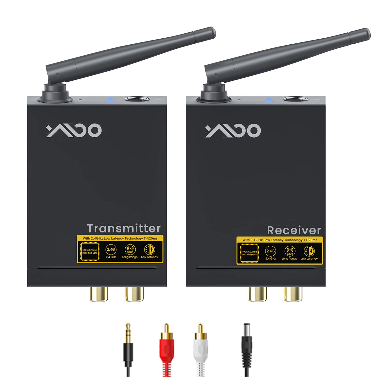 Ymoo 2.4Ghz Wireless Audio Transmitter Receiver,48Khz/24Bit Hifi Audio,20Ms Ultra Low Latency,320Ft Long Range Rca Jack Adapter 