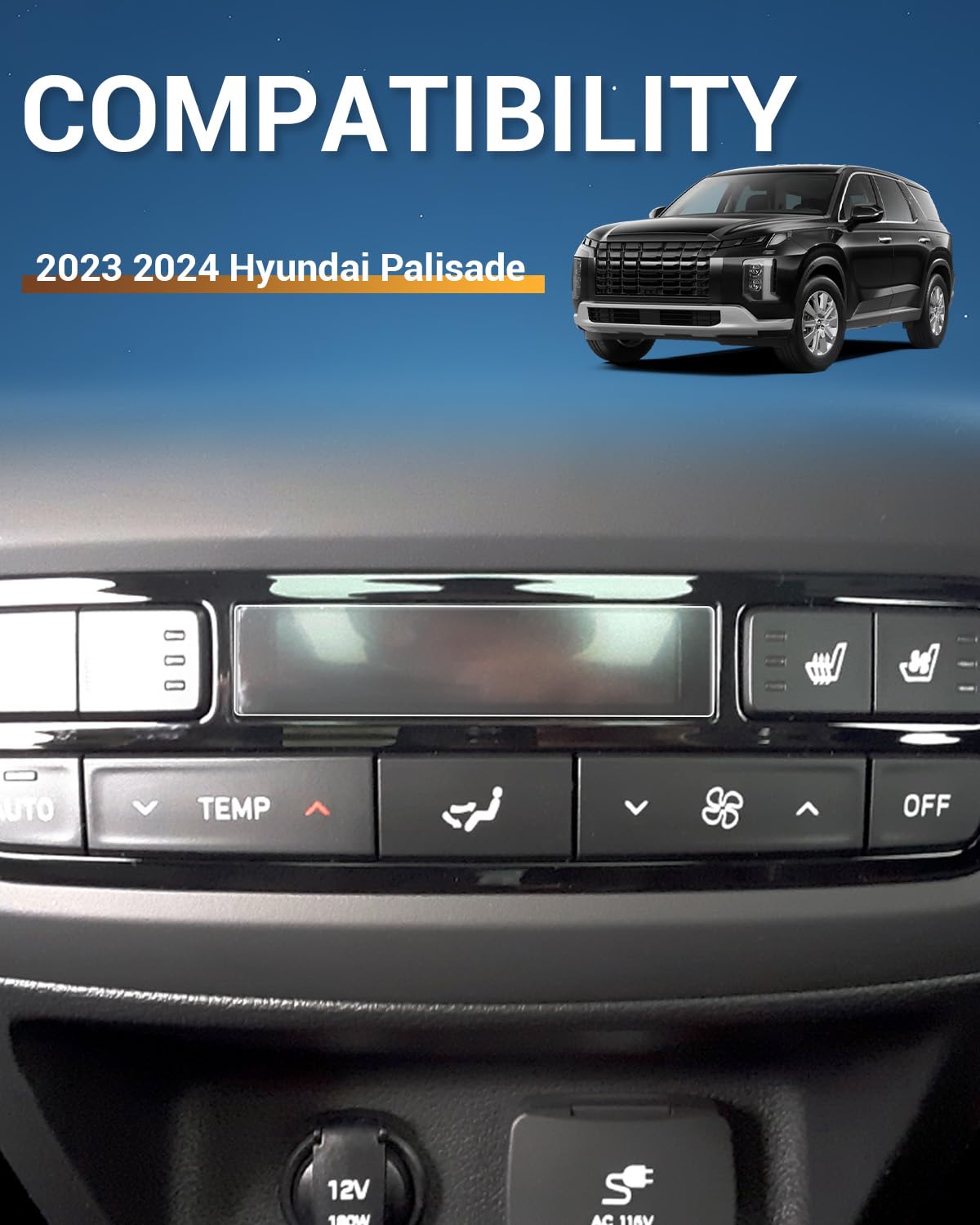 Yee Pin Ac Screen Protector For 2020 2021 2022 Hyundai Palisade Accessories Limited/Sel Climate Control Touch Screen Cover Anti Glare Anti Reflective Scratch Resistant Ultra Transparent 2 Pack