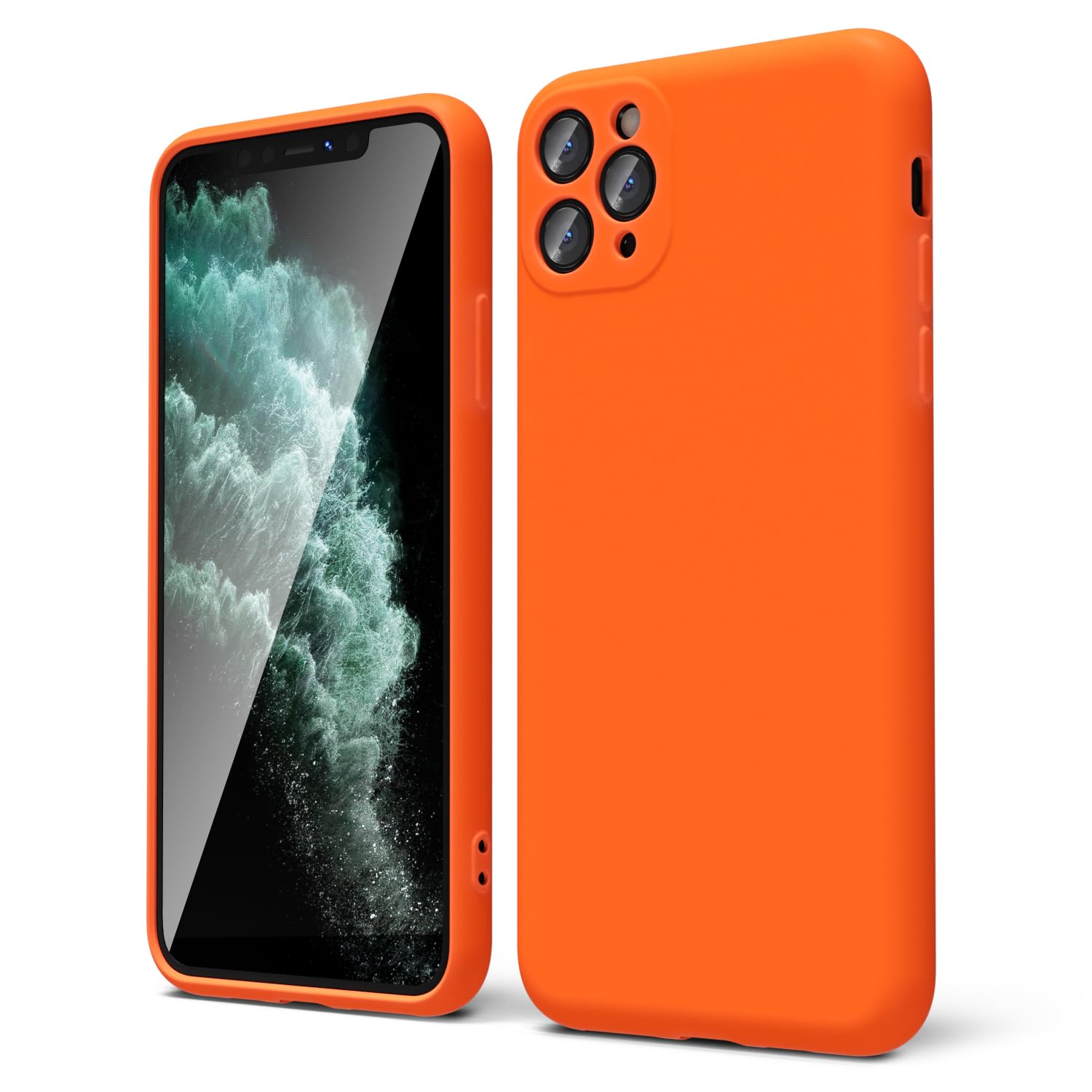 Oakxco For Iphone 11 Pro Max Phone Case Liquid Silicone, Neon Bright Solid Color, Thin Slim Soft Rubber Gel Matte Tpu Plain Simp