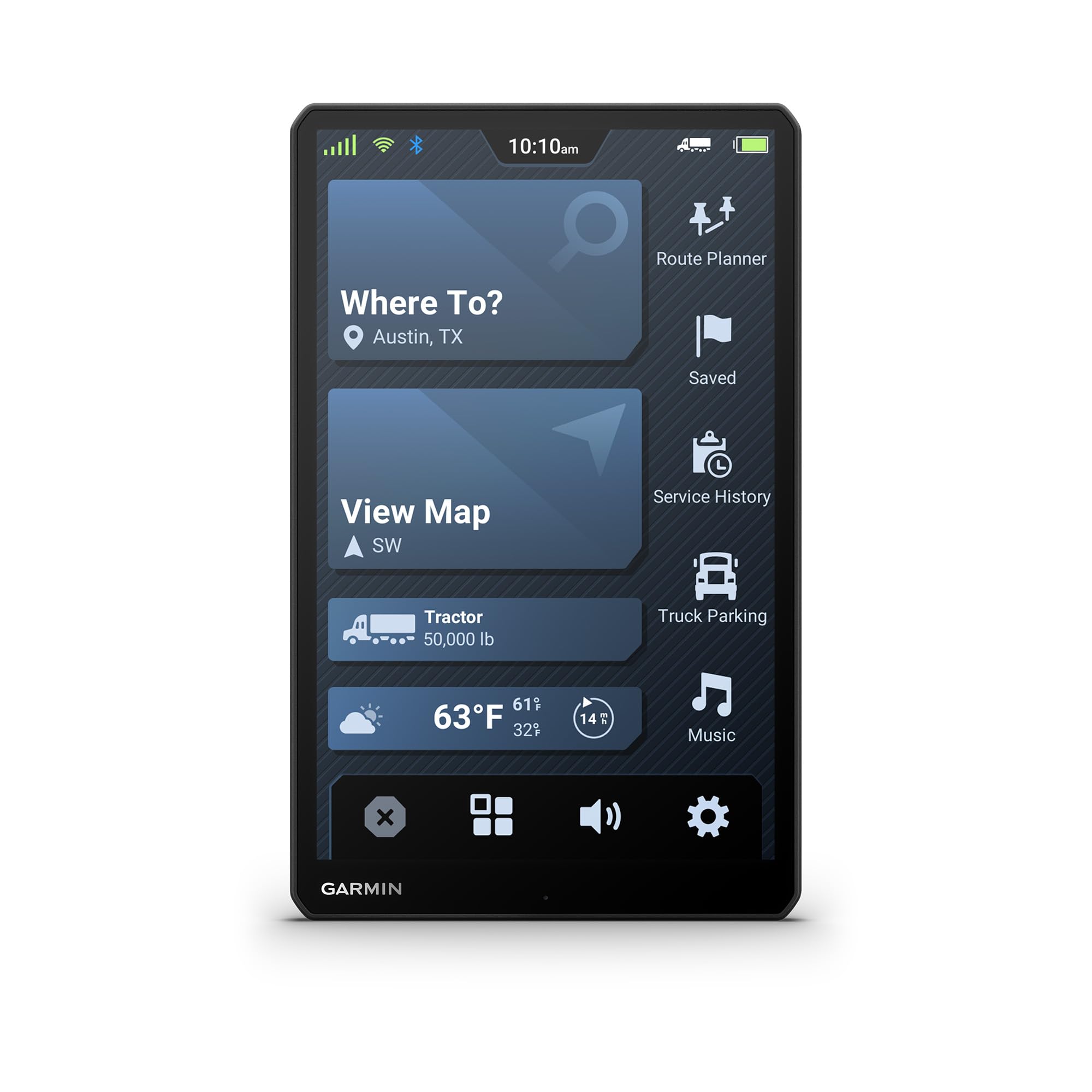 Garmin Dezl Otr1020, Extra-Large High-Res 10    Gps Truck Navigator, Custom Truck Routing, Satellite Imagery, Wind Speed, Commun