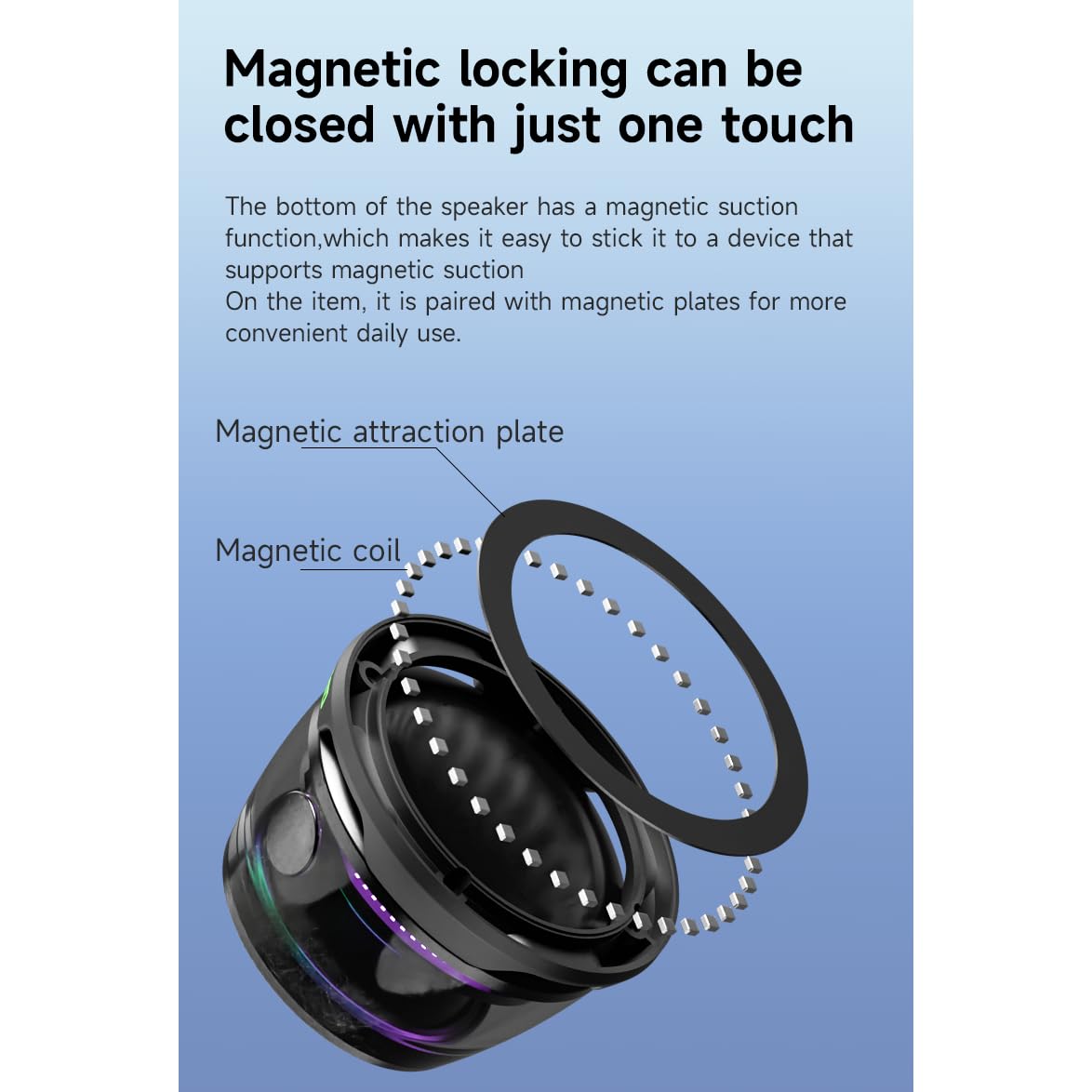 Hounyoln 2 Pcs Magnetic Bluetooth Speaker,Multifunctional Portable G200 Speaker With Multi Rgb Color Light Show 3D Surround Soun