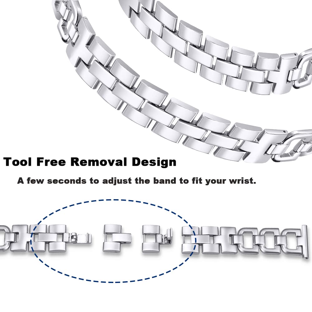 Joyozy Stainless Steel D Shaped Watch Bands For Galaxy Watch Active 40Mm/Active2(40Mm)(44Mm)/Galaxy Watch(42Mm),Metal D Chain Ba