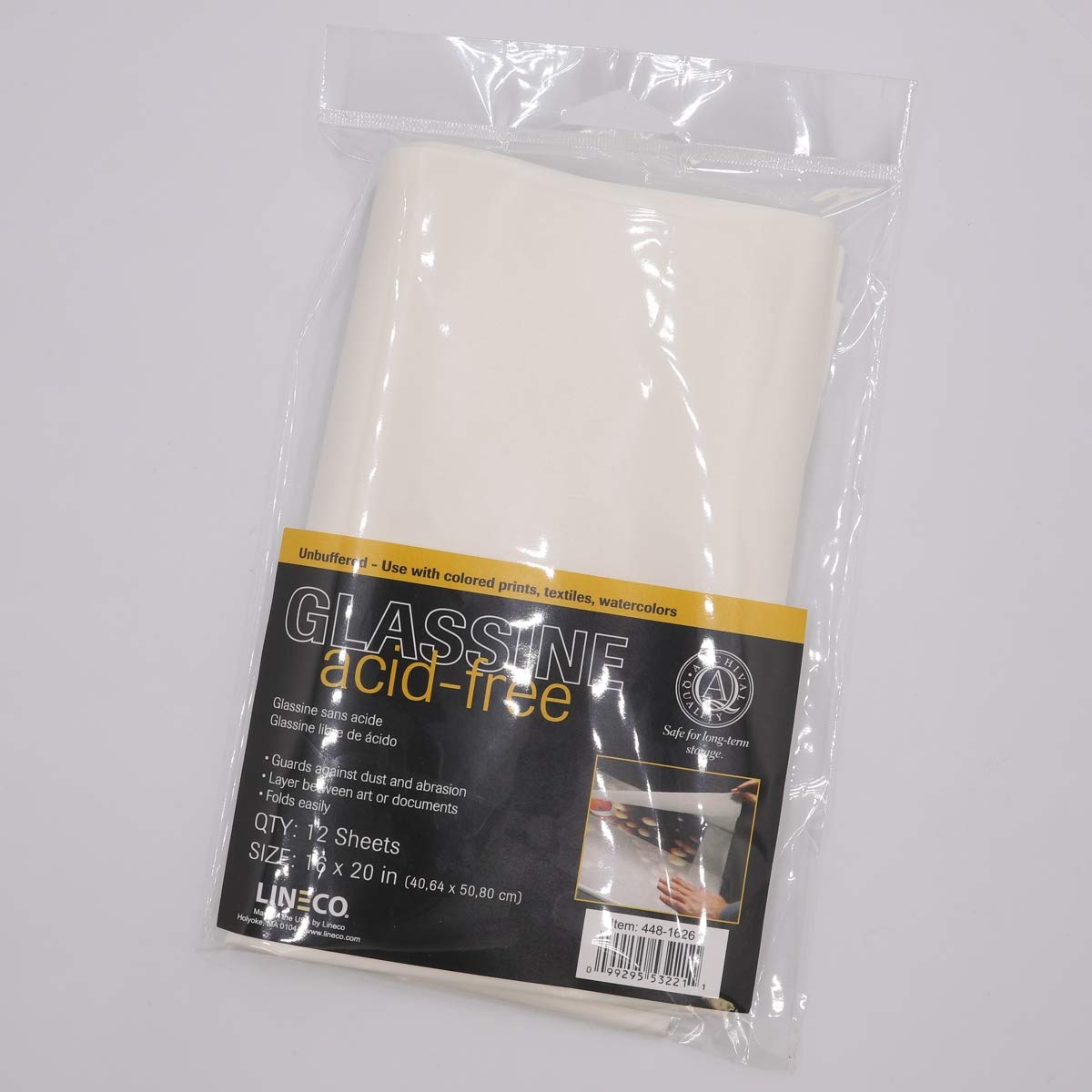 Lineco, 16X20 Glassine Sheets, Acid Free Unbuffered Interleaving Tissue, White