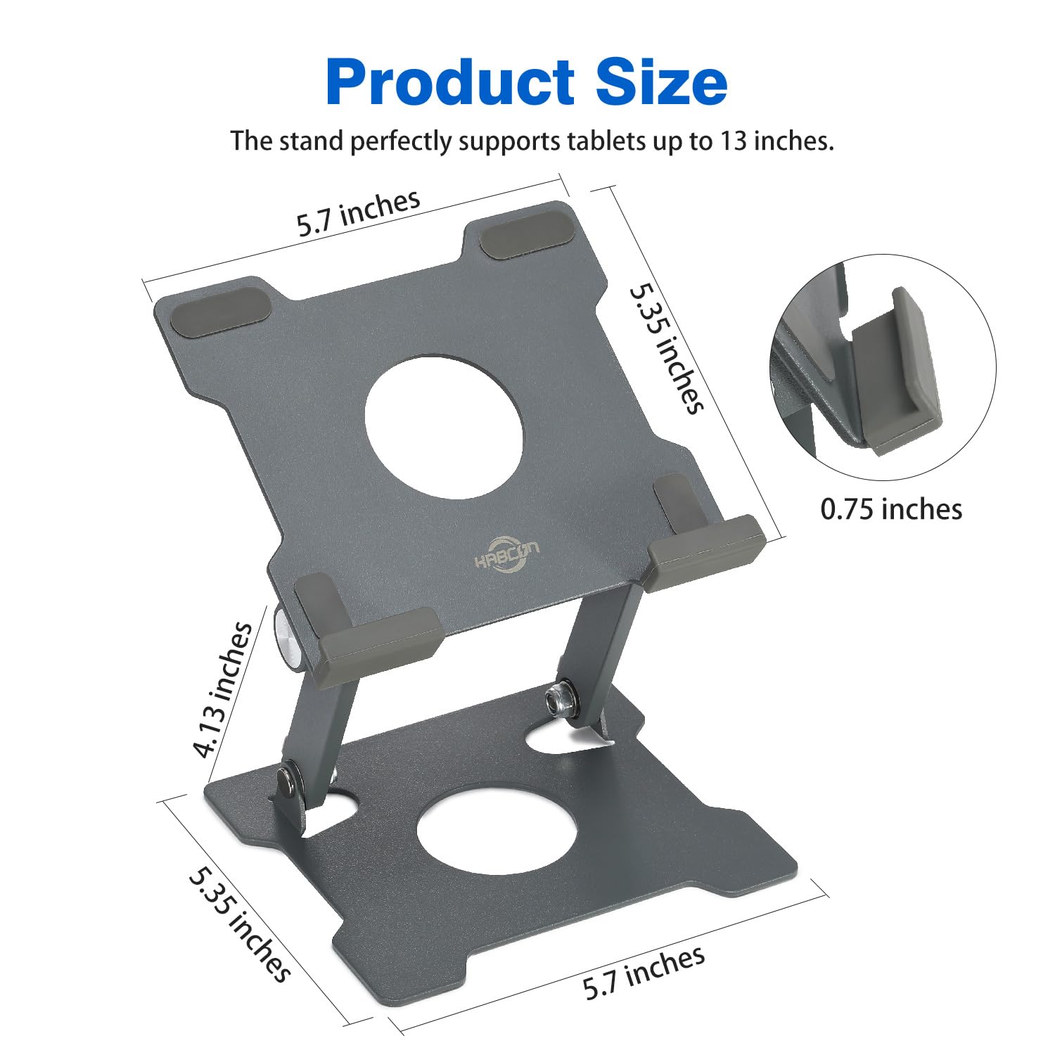 Kabcon Tablet Stand,Tablet Holder For Ipad,Adjustable Portable Multi Angle Desktop Stand Compatible With Ipad Pro 9.7 10.5 12.9 Air Mini 1 4,Galaxy Tabs,Surface Pro Tablets,Kindle,E Reader,Nexus Grey