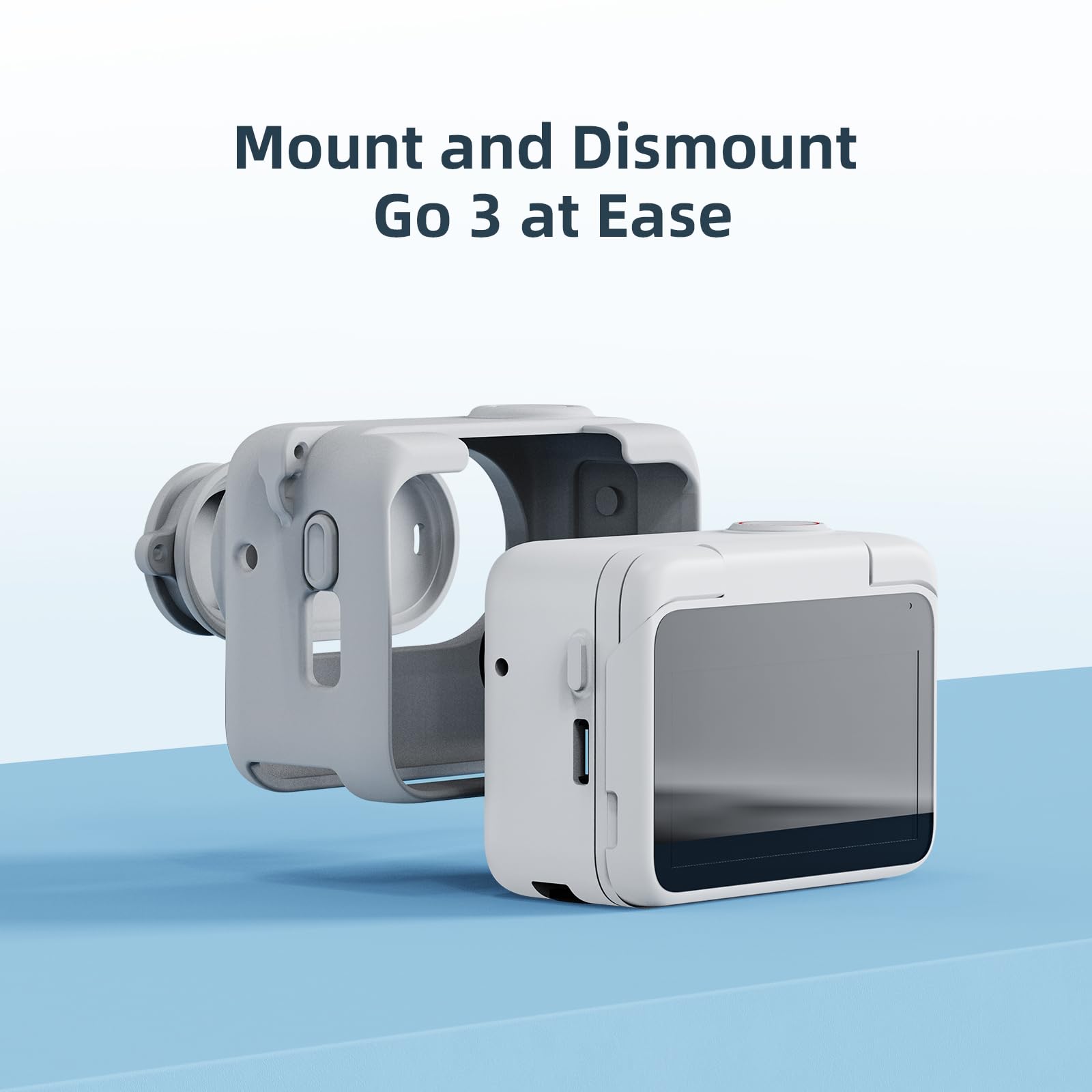 Rszfnjxry Silicone Protective Cover Case,Screen And Lens Protector For Insta360 Go 3(Blue)