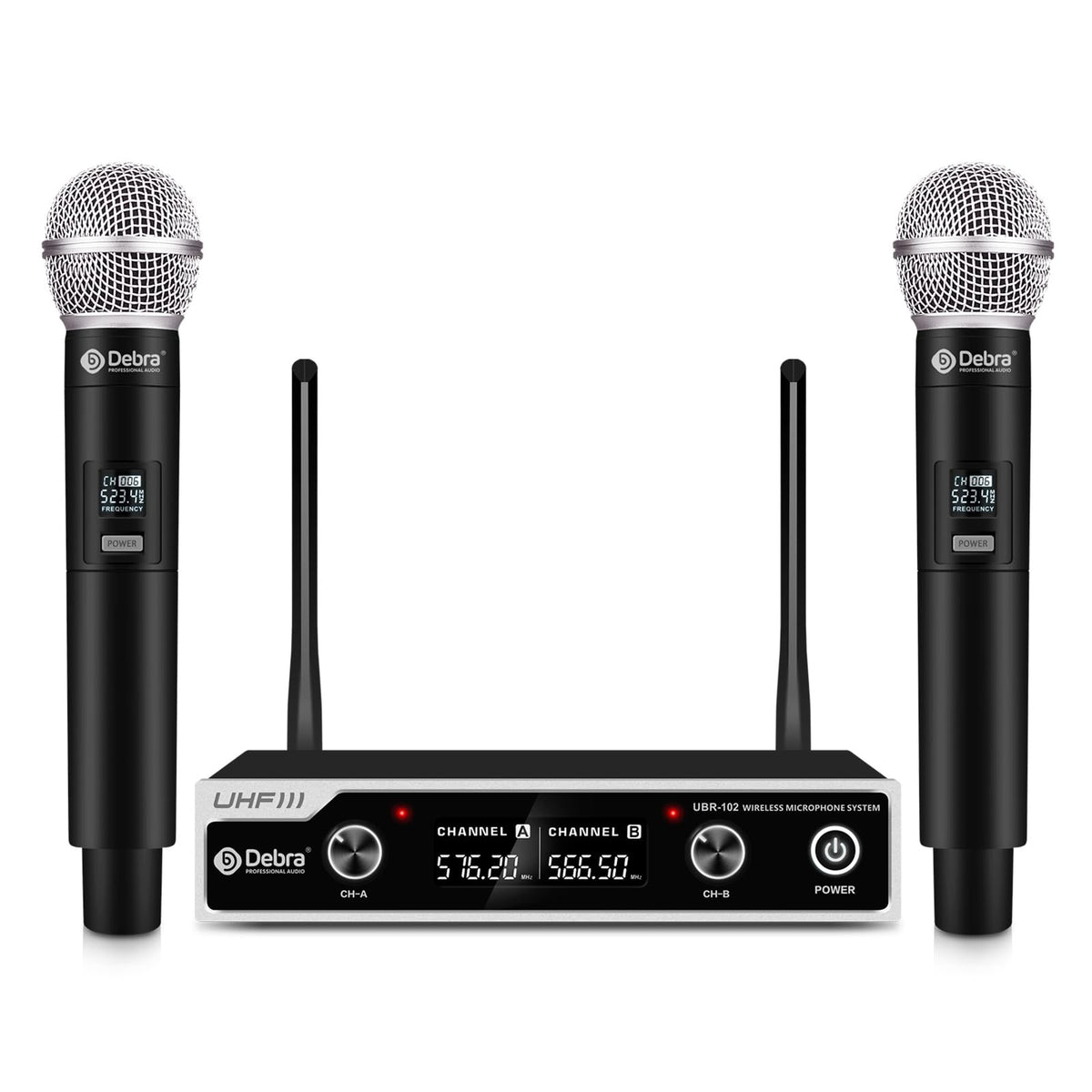 Wireless Microphone System D Debra Uhf Ubr 102 With Cordless Handheld Lavalier Headset Mics, 260Ft Range, Suitable For Church, L