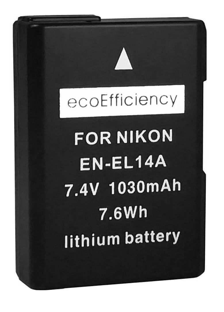 Ecoefficiency 2 En El14, En El14A Batteries + Dual Battery Charger For Nikon D3500, D3100, D3200, D3300, D3400, D5100, D5200, D5300, D5500, D5600, Df, Coolpix P7000, P7100, P7700, P7800 Dslr Cameras