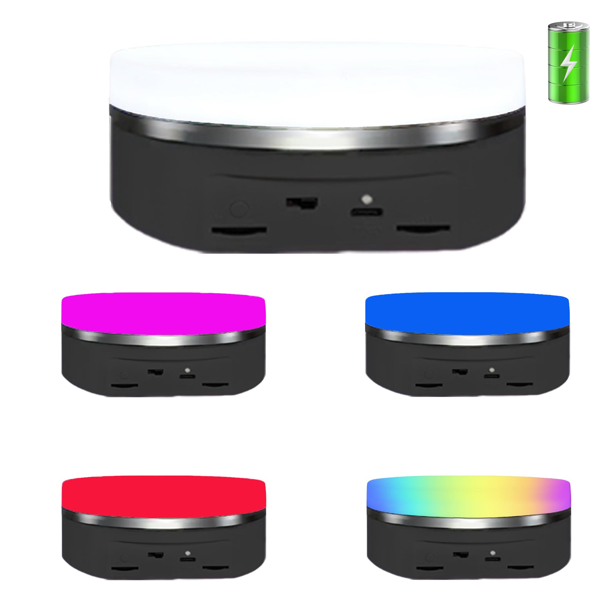 JAYEGT Variety Colors Full Panel LED Luminous Rotating Display Stand , 11 Lbs Load, 360 Degree Photography Turntable for Glass C
