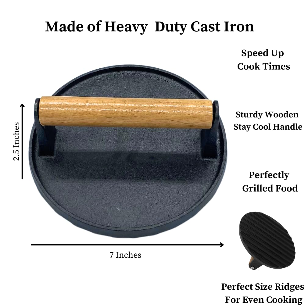 Evelots Cast Iron Burger Press