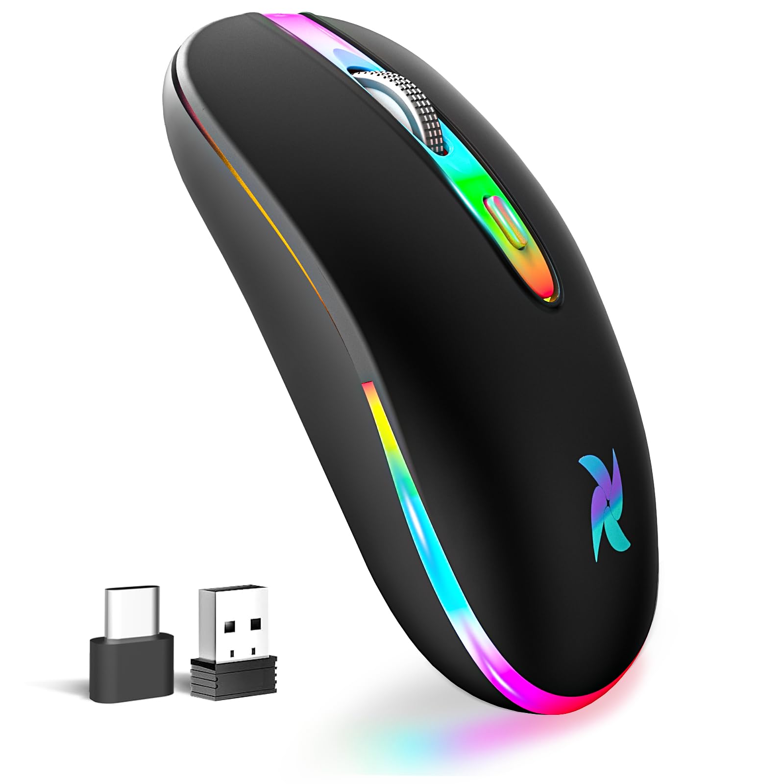HZD Wireless Computer Mouse for Laptop, MacBook, 2.4G USB Portable,Black