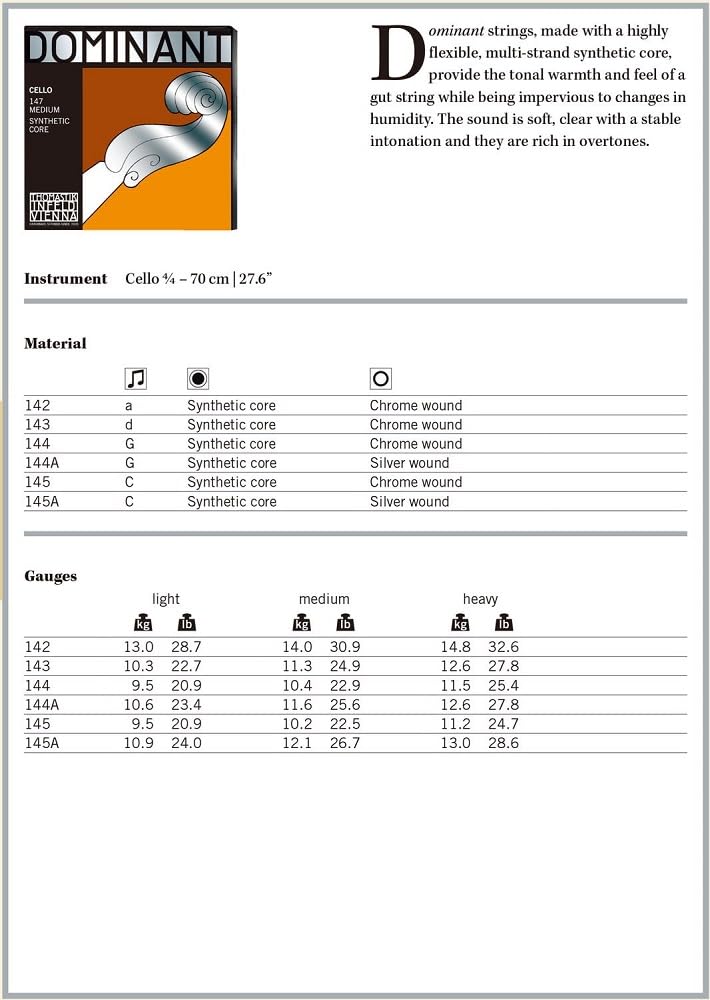 Dr Thomastik 142 Cello Strings (142 4/4)