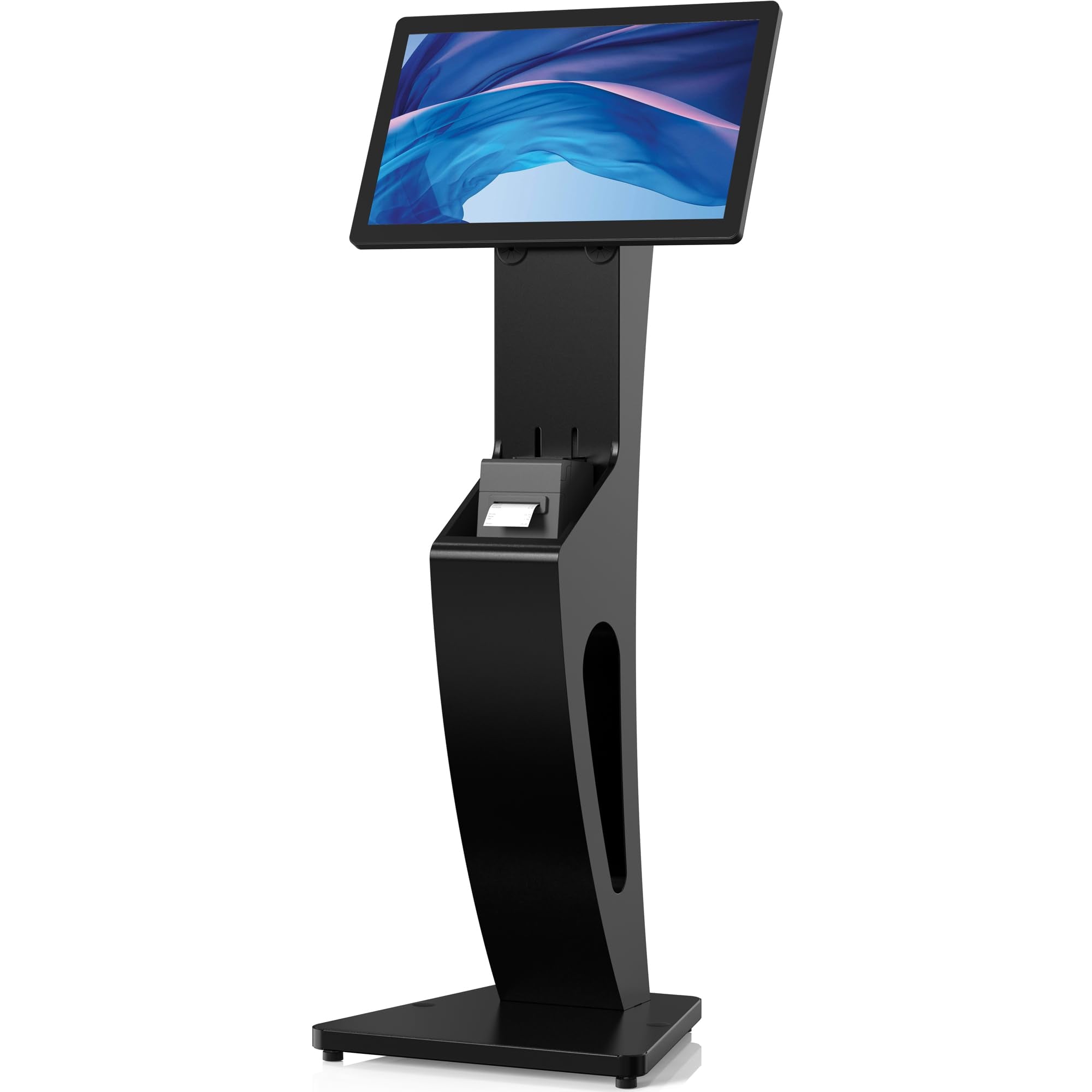 CTA Sleek Floor Stand Kiosk for Monitors - Floor Stand with Printer Slot 15 to 32 up to 60lbs - for Check-in & POS Stations & Mo