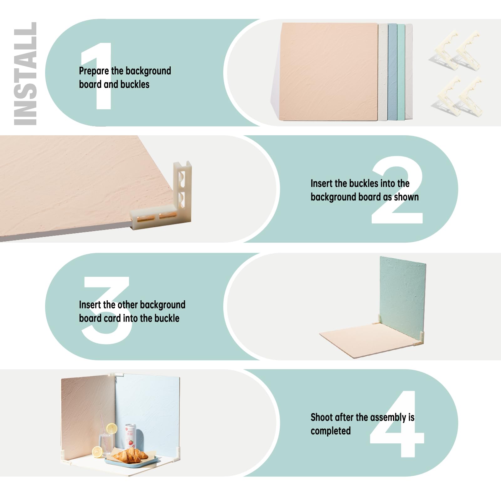 5 Pcs Cement Boards Photo Backdrop For Flat Lay, Food Photography Background 16X16 Inch, Texture Backdrop Boards For Product Foo