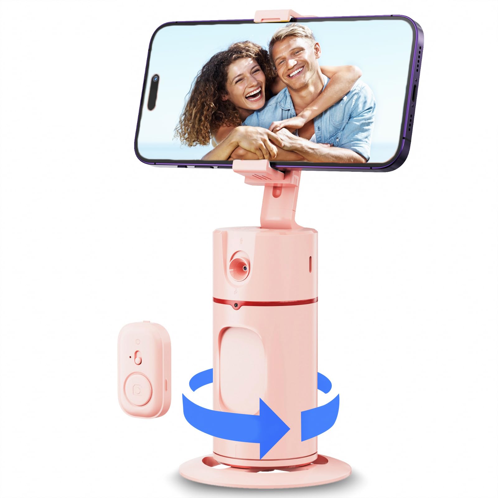 Auto Face Tracking Tripod - 360 Rotation Auto Tracking Phone Holder,No App, Phone Camera Mount With Remote And Gesture Control, 
