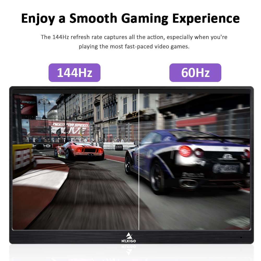 Nexigo 144Hz 17.3 Inch Portable Gaming Monitor, Freesync, G Sync Compatible, Fhd Ips Computer Display, Eye Care Screen With Hdmi