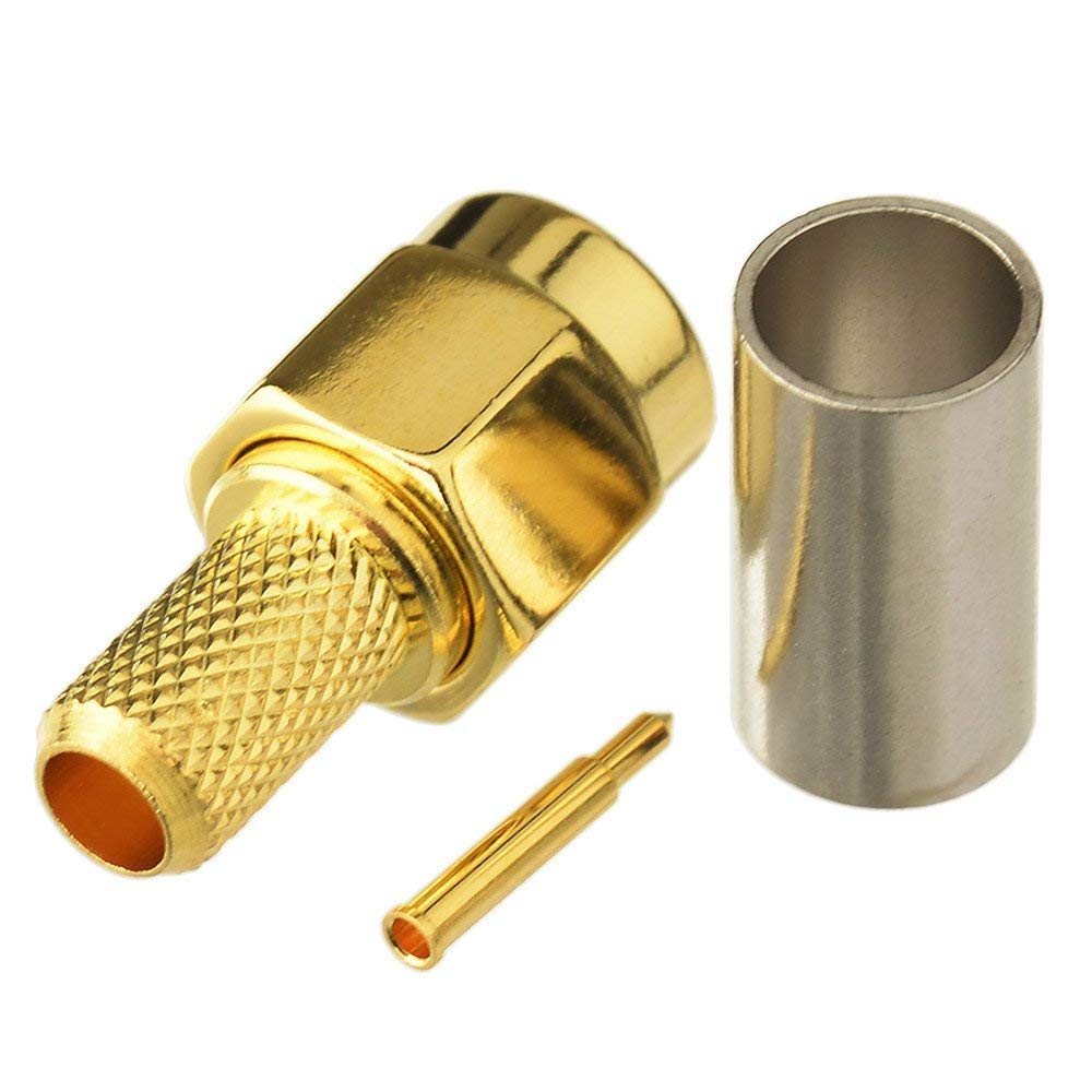 Saide 10Pcs Sma Male Straight Crimp Connector For Rg58 Rg400 Rg142 Lmr195 Cable(Pack Of 10)