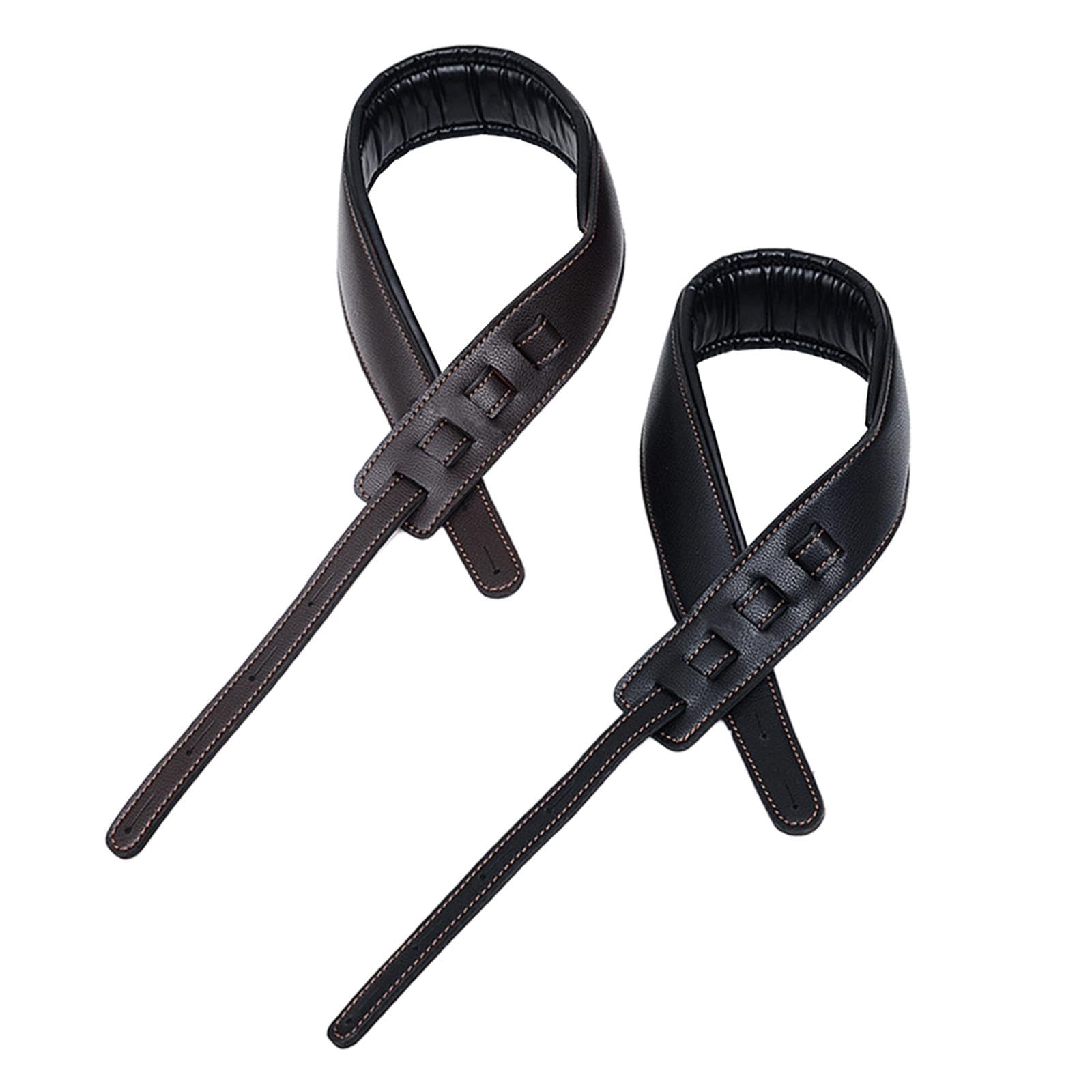 LICHTS Adjustable Guitar Strap Accessories Leather for Bass Guitars Mandolins Black