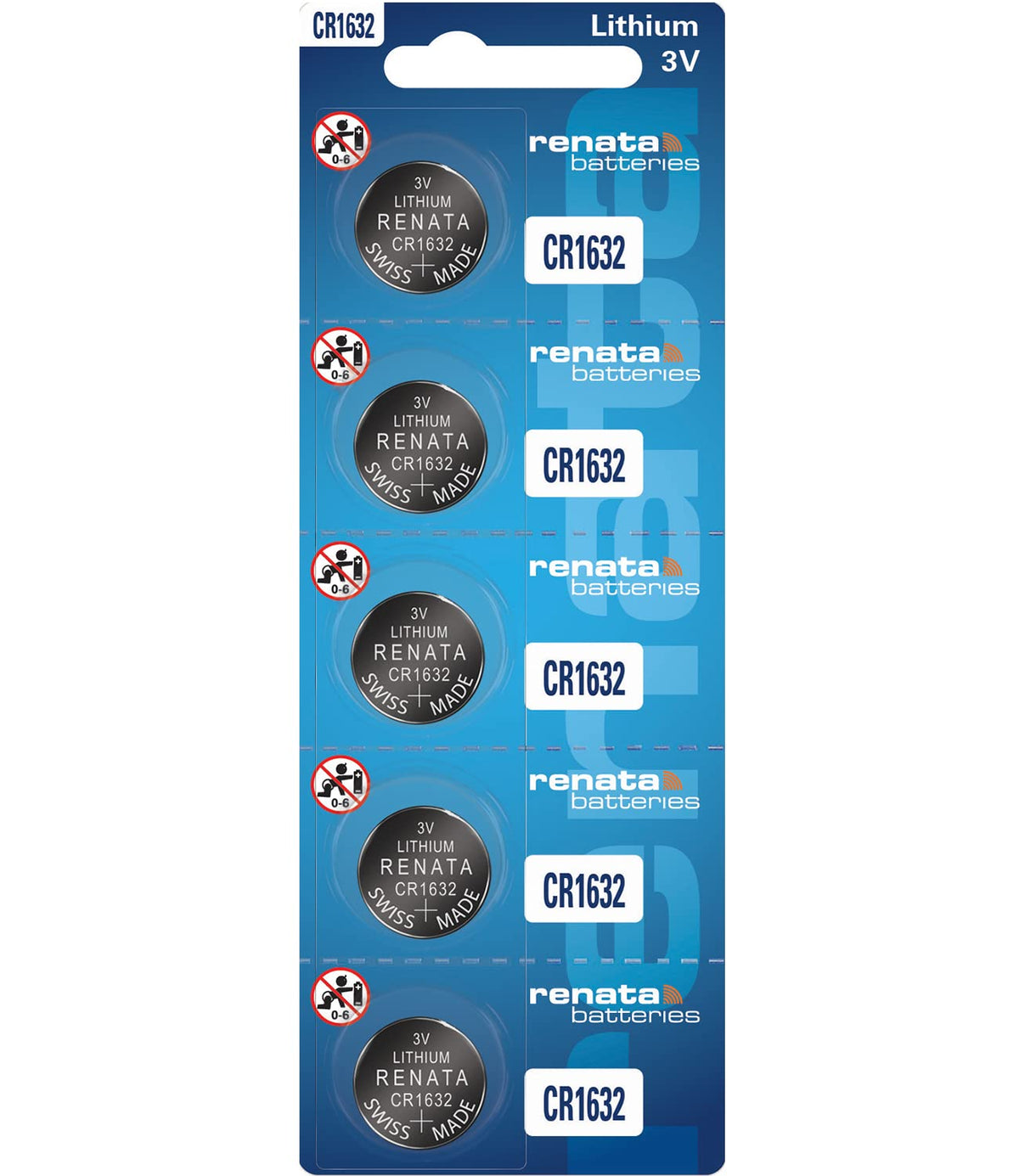 Renata Cr1632 Batteries - 3V Lithium Coin Cell 1632 Battery (5 Count)