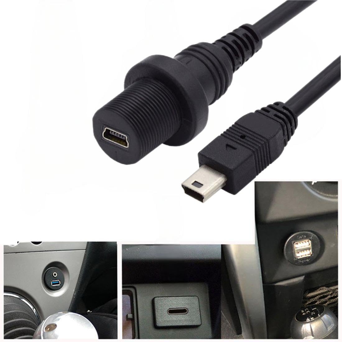 Chenyang Mini Usb 5Pin Flush Mount Male To Female Extension Cable For Car Dashboard Panel Mount Waterproof Dustproof