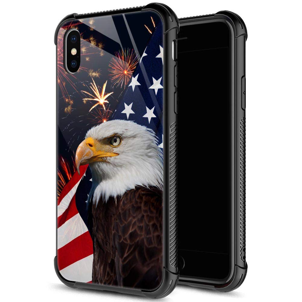 Zhegailian Case Compatible With Iphone Xr,American Eagle Case For Iphone Xr For Boys Men,Pattern Design Anti Scratch Organic Gla