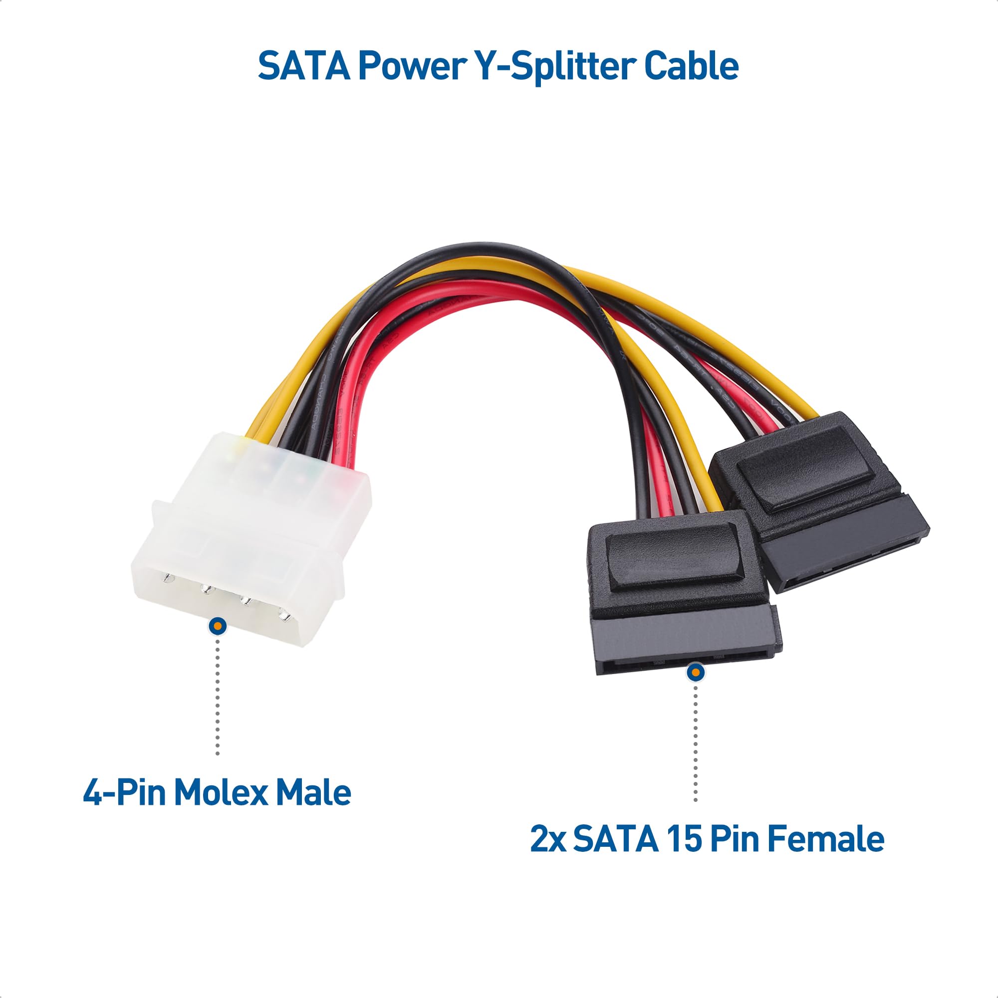 Cable Matters 3 Pack 4 Pin Molex To Dual Sata Power Y Cable Adapter  6 Inches