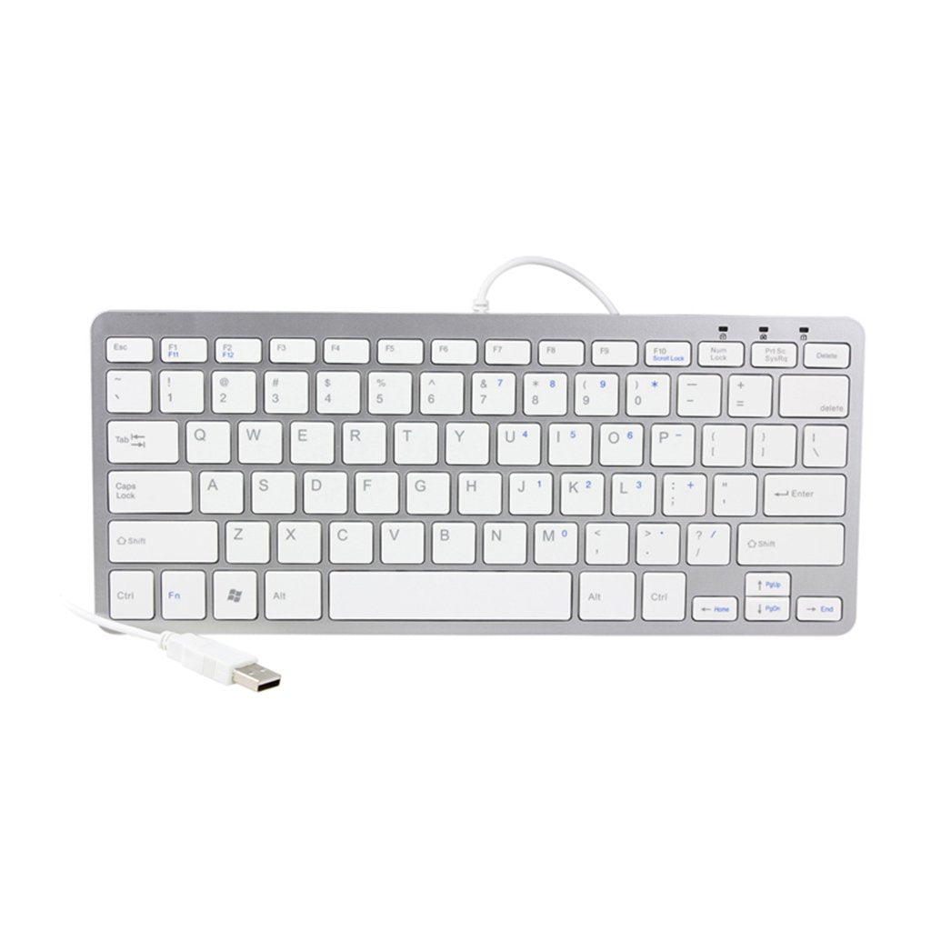 iKKEGOL USB Slim Mini Wired 78 Key Small Super Thin Compact Keyboard for Desktop Laptop PC Win 7 Mac (White)