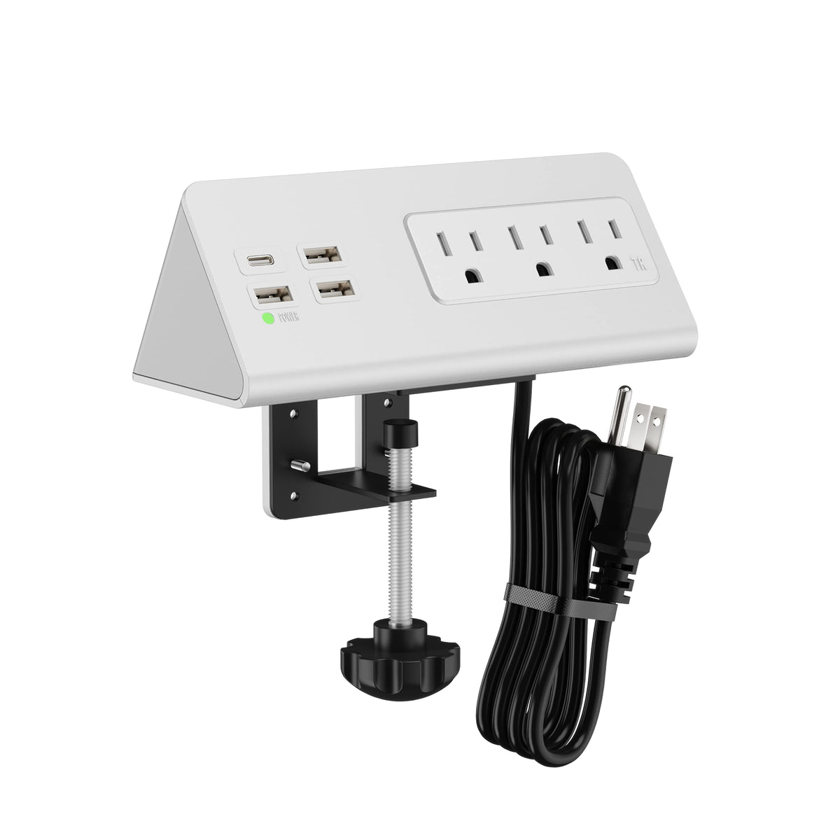 Desk Edge Clamp Mount Power Strips With 4 Usb Ports(1Xpd 20W Usb-C Port)& 3 Ac Outlets,1875 Joules Tabletop Surge Protector, Pow