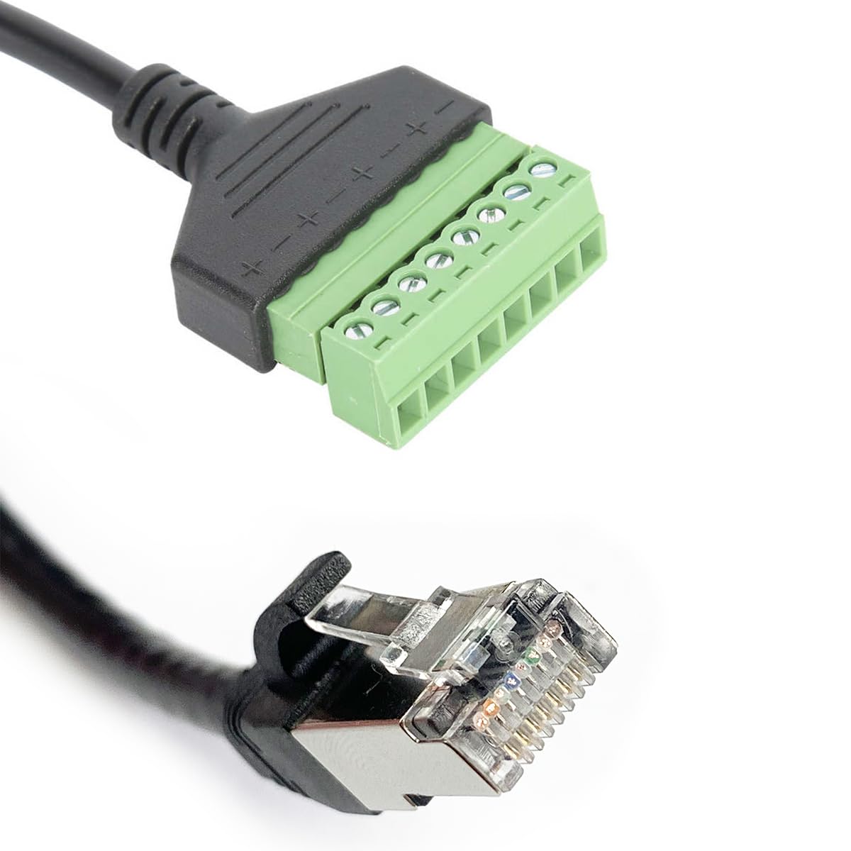 Jienk 2Pcs Rj45 Male To 8 Pins Screw Terminal Block Adapter For Cat5 Cat6 Cat7 Ethernet Extender Cctv Digital Internet,Rj45 Male