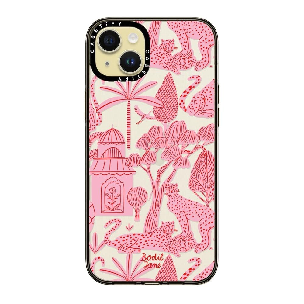 Casetify Compact Case For Iphone 15 Plus [2X Military Grade Drop Tested / 4Ft Drop Protection]   Cheetah Paradise Pink   Clear B