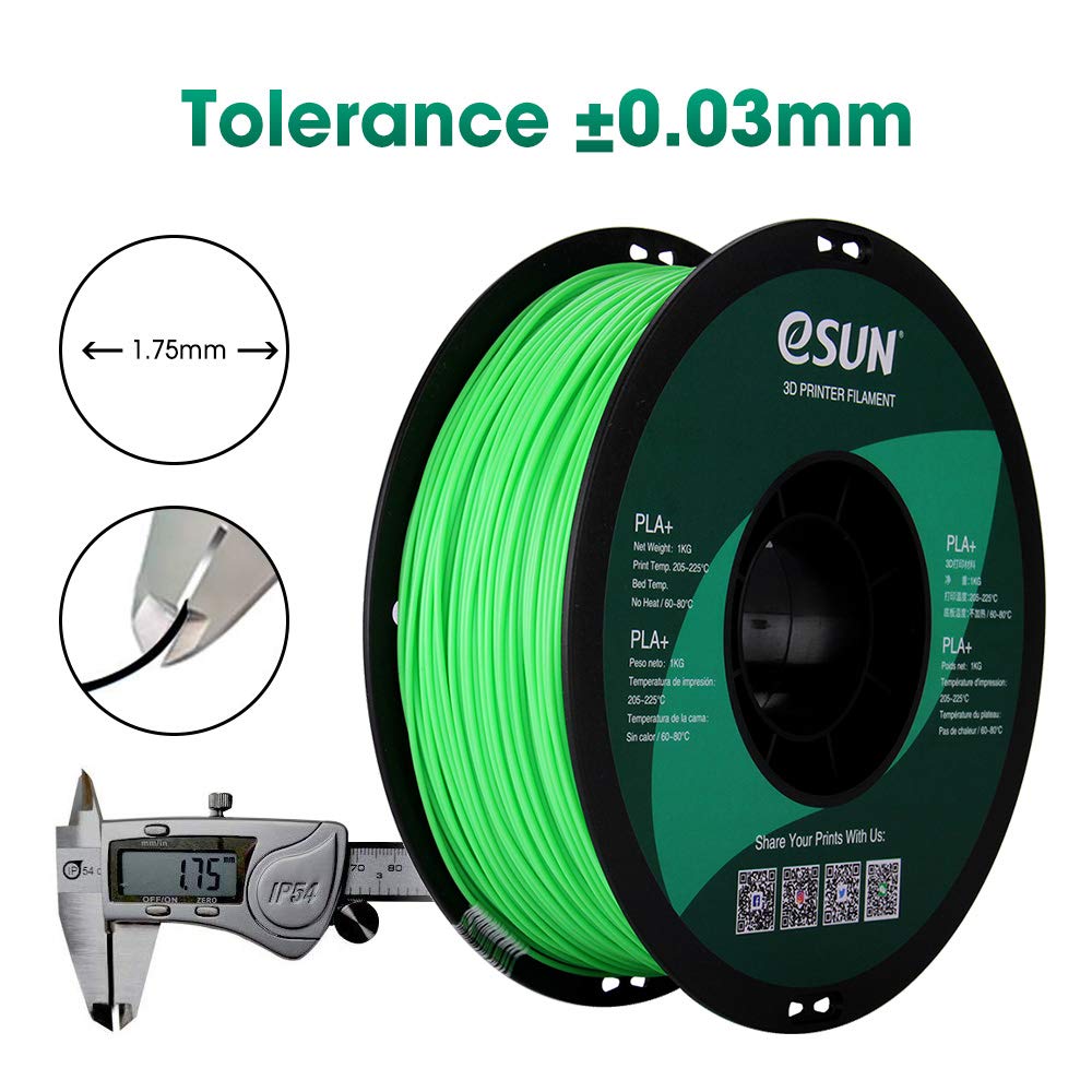 Esun Pla Pro (Pla+) 3D Printer Filament, Dimensional Accuracy +/  0.03Mm, 1Kg Spool, 1.75Mm, Peak Green/Light Green, Pantone 359
