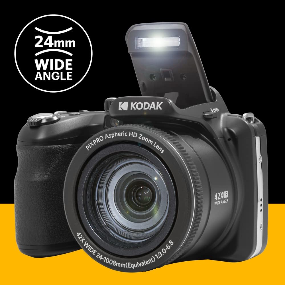 Kodak Pixpro Az425-Bk 20Mp Digital Camera 42X Optical Zoom 24Mm Wide Angle Lens 1080P Full Hd Video Optical Image Stabilization
