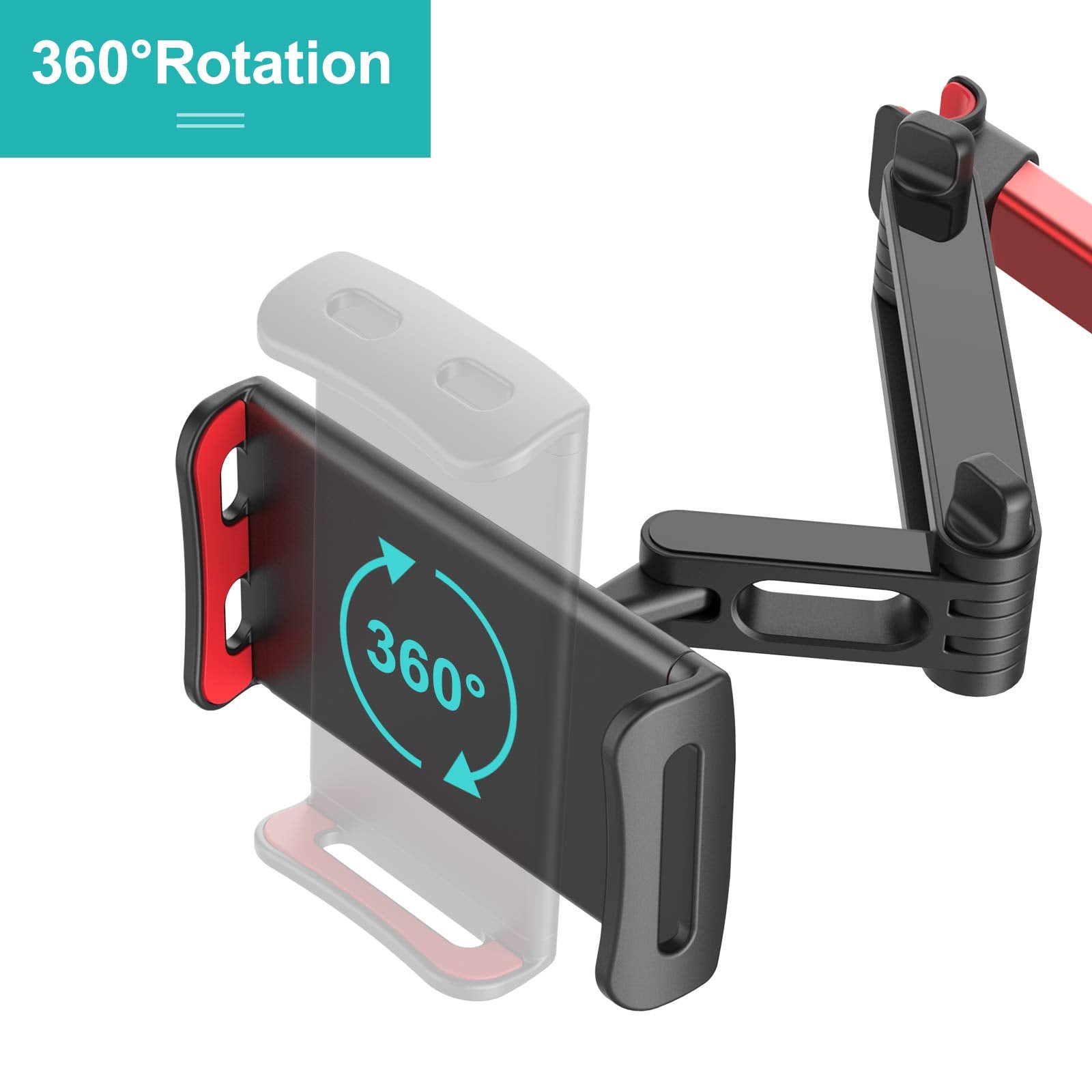 Klsniur Car Headrest Mount, Tablet Headrest Holder, Car Backseat Seat Mount Holder Universal 360� Rotating Adjustable For All 6' 10.5' Tablet Ipad Ipad Air Ipad Mini,Samsung(Red)