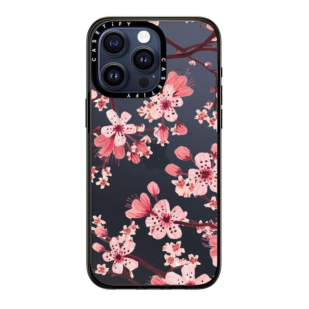 Casetify Compact Case For Iphone 15 Pro Max [2X Military Grade Drop Tested / 4Ft Drop Protection]   Watercolor Blossom   Clear B