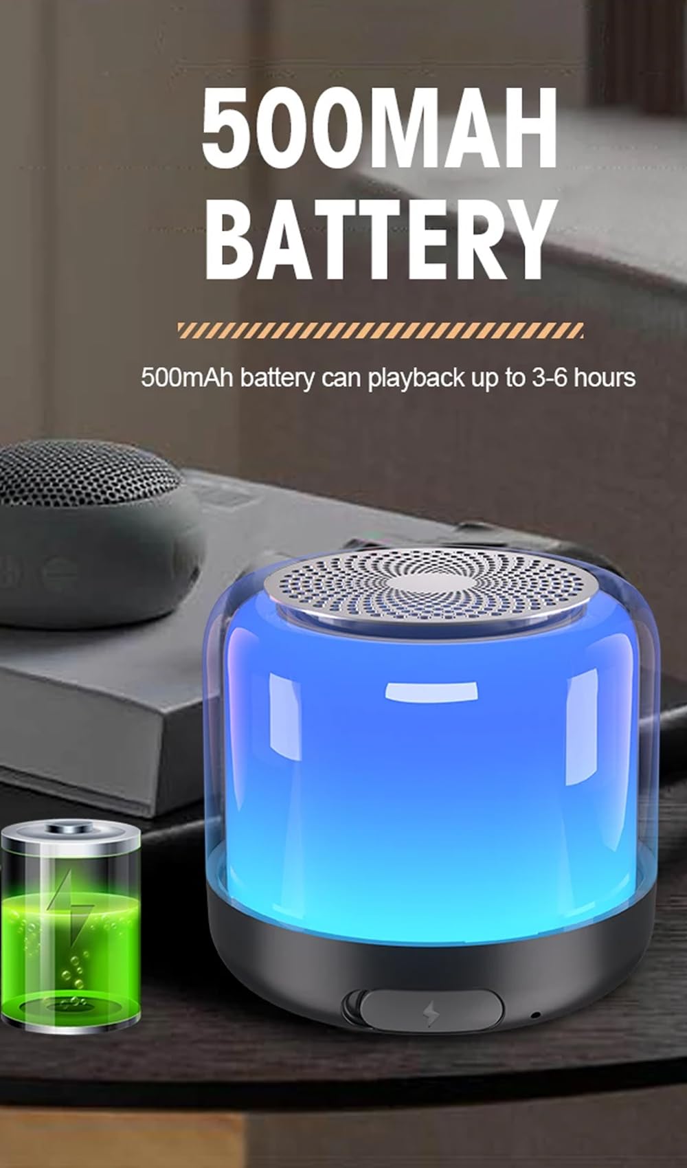 Roopersnake Portable Bluetooth Speakers With Colorful Lights, Loud Sound, Small Bluetooth Speaker With Wireless Stereo Pairing,