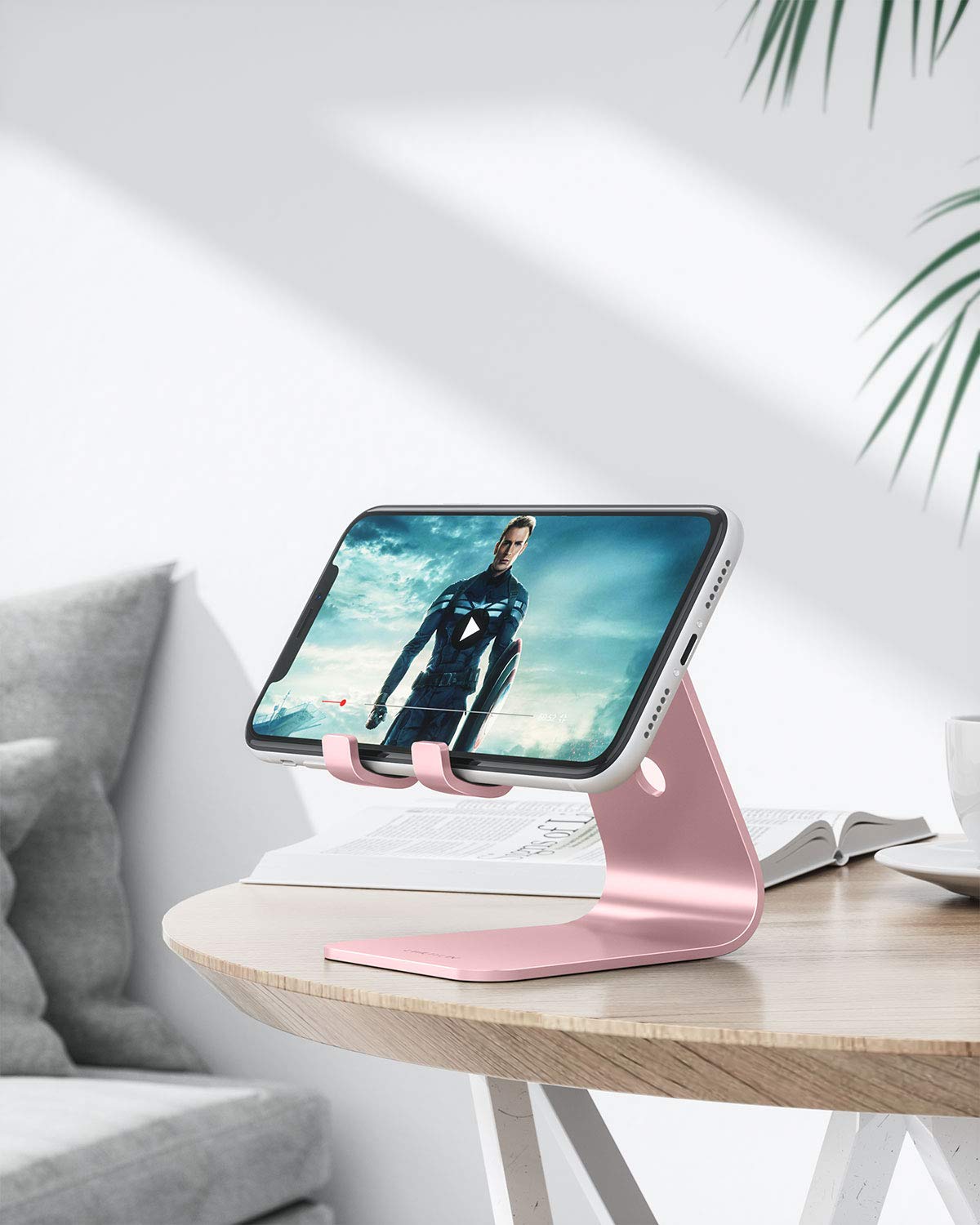 Omoton Upgraded Aluminum Cell Phone Stand For Desk, C1 Durable Cellphone Dock With Protective Pads, Smart Stand Designed For Iph