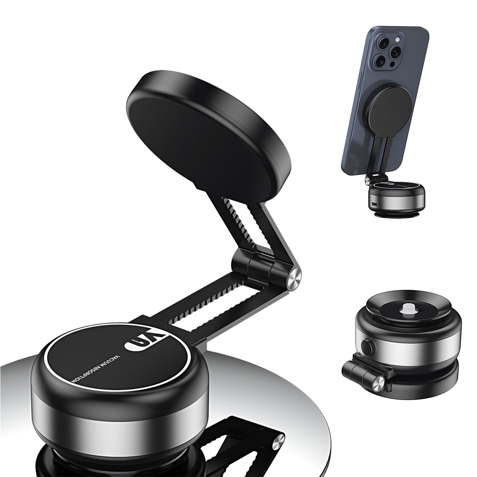 Jkoailiwi Electric Suction Cup Phone Mount, Foldable Magnetic Suction Car Mount, Hands-Free Vacuum Phone Holder For Shower/Car/M