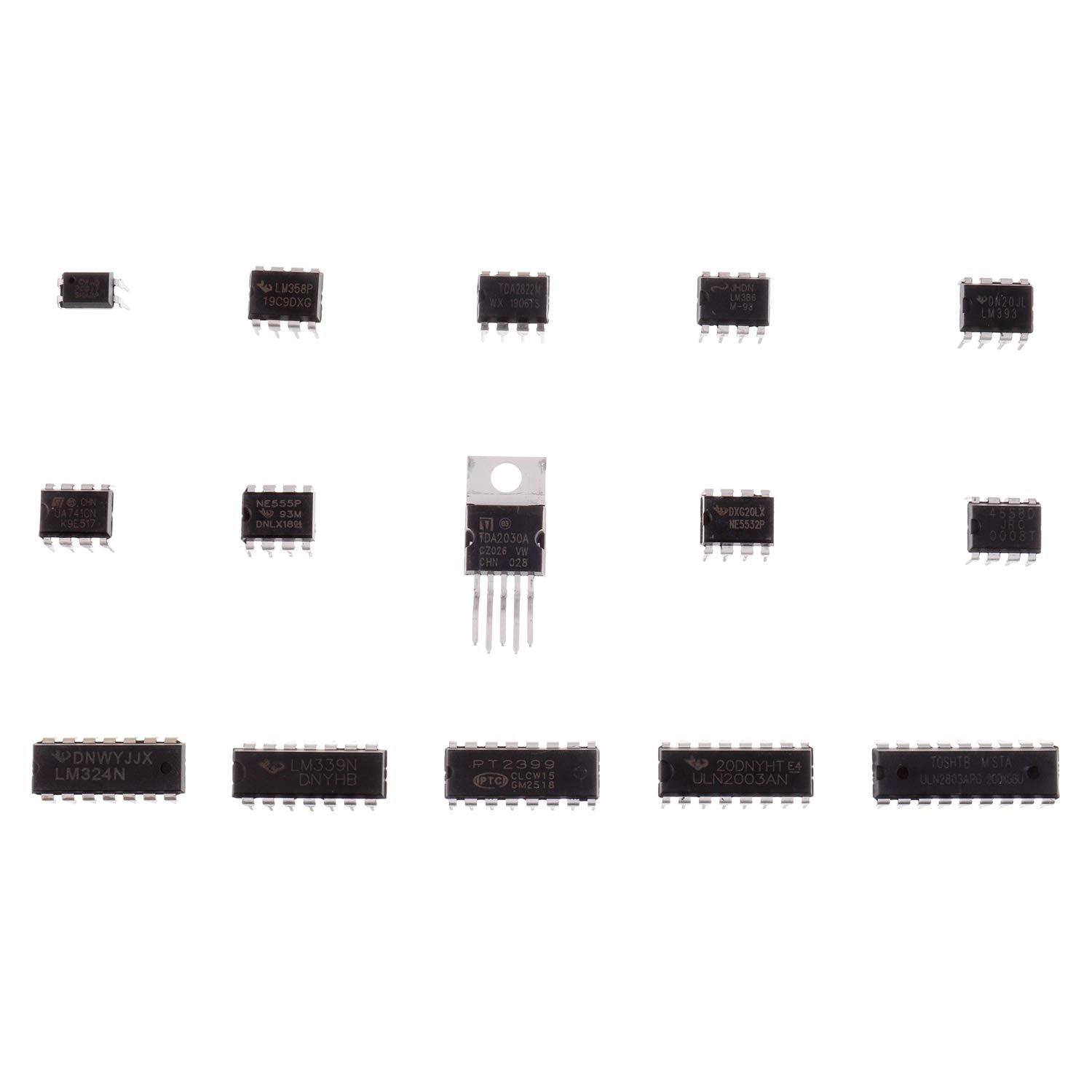 Huarew 15 Values 140 Pcs Opamp Timer Darlington Phototcoupler Pc817 Lm358P Tda2822 Lm386 Lm393 Ua741Cn Ne555P Tda2030A Ne5532P J