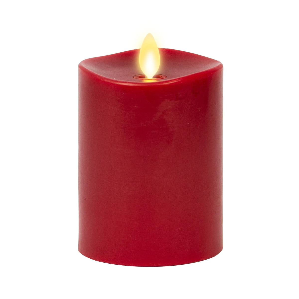 Luminara Flameless Led Candle, Moving Flame Pillar, Melted Edge, Real Wax, Remote Ready, Battery Operated, Unscented - Burgundy 