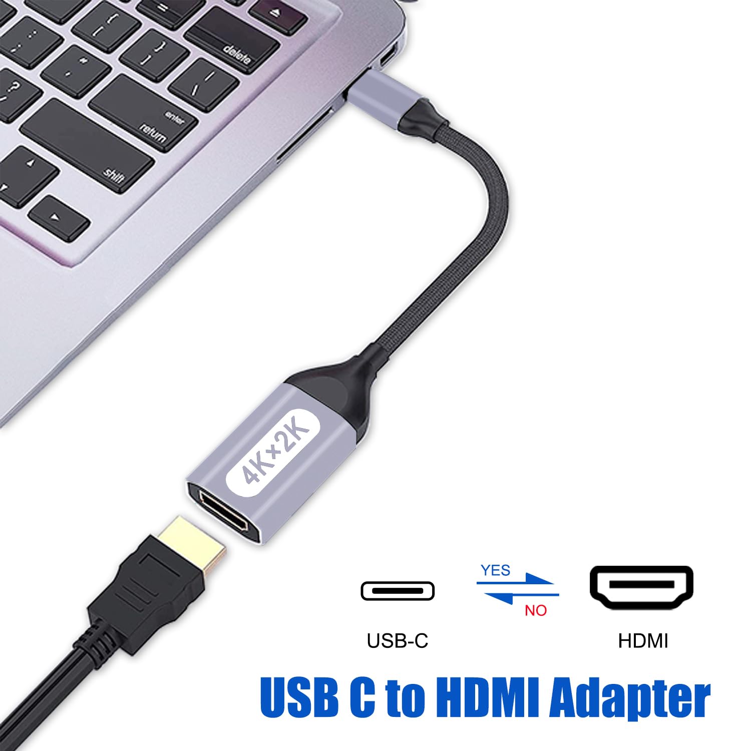 Usb C To Hdmi Adapter, 4K Usb Type C To Hdmi Adapter [Thunderbolt 4/3Compatible] With Iphone 15/15Pro/15Promax, Macbook Pro/Air,