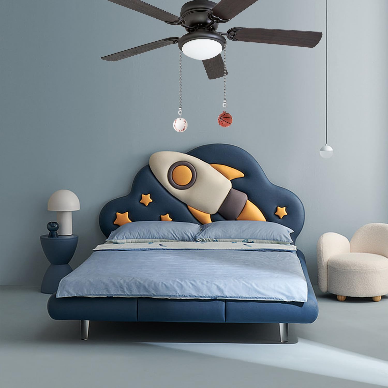 Akahttbn Ceiling Fan Chain Pulls Decorative Extension 12 Inches Baseball And Basketball Extender Ornaments Pendant Fan Pulls Set