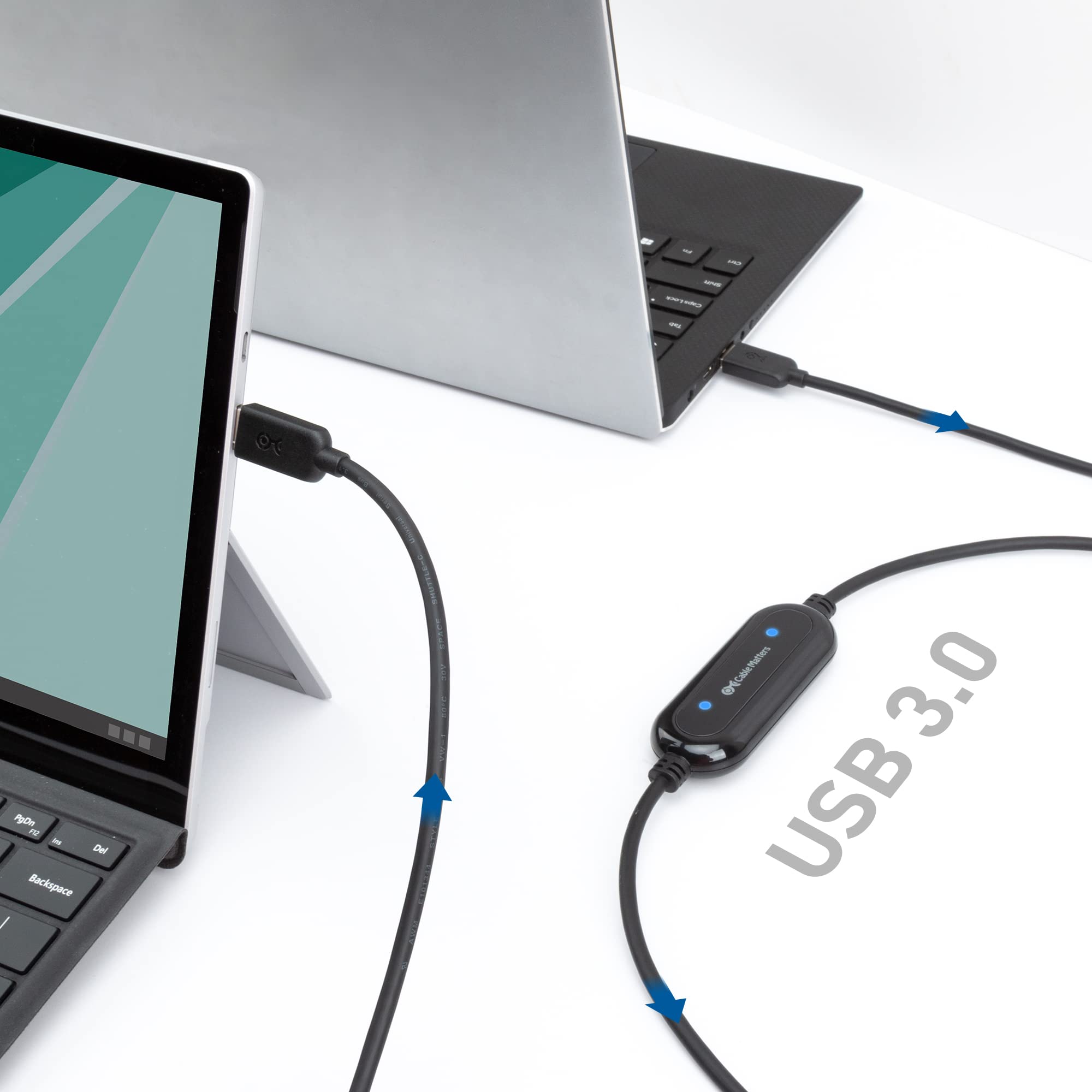 Cable Matters USB 3.0 Data Transfer Cable - 6.6 ft, Blue, Compatible with Windows 11/10/8/7/Vista/XP, Includes Easy Sync Software