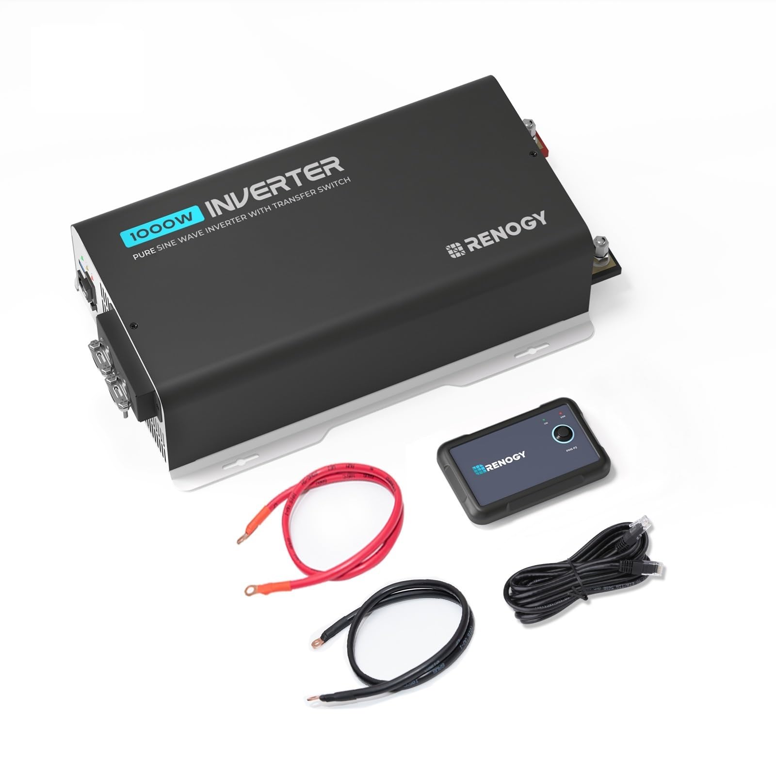 Renogy Inverter PUH 1000W Pure Sine Wave Inverter 12V to 110V Built-in Auto Transfer Switch and Bluetooth Module, Solar Power In