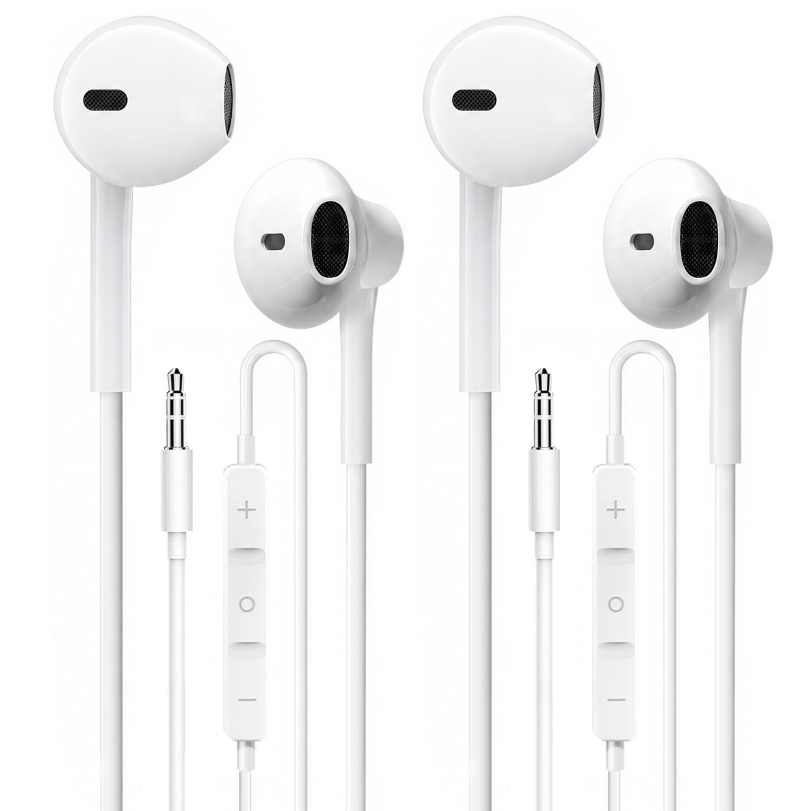 CLIPSUN Wired Earbuds 2 Pack, Earbuds HiFi Stereo Wired Earphones Headphones with Microphone Volume Control Compatible with iPad