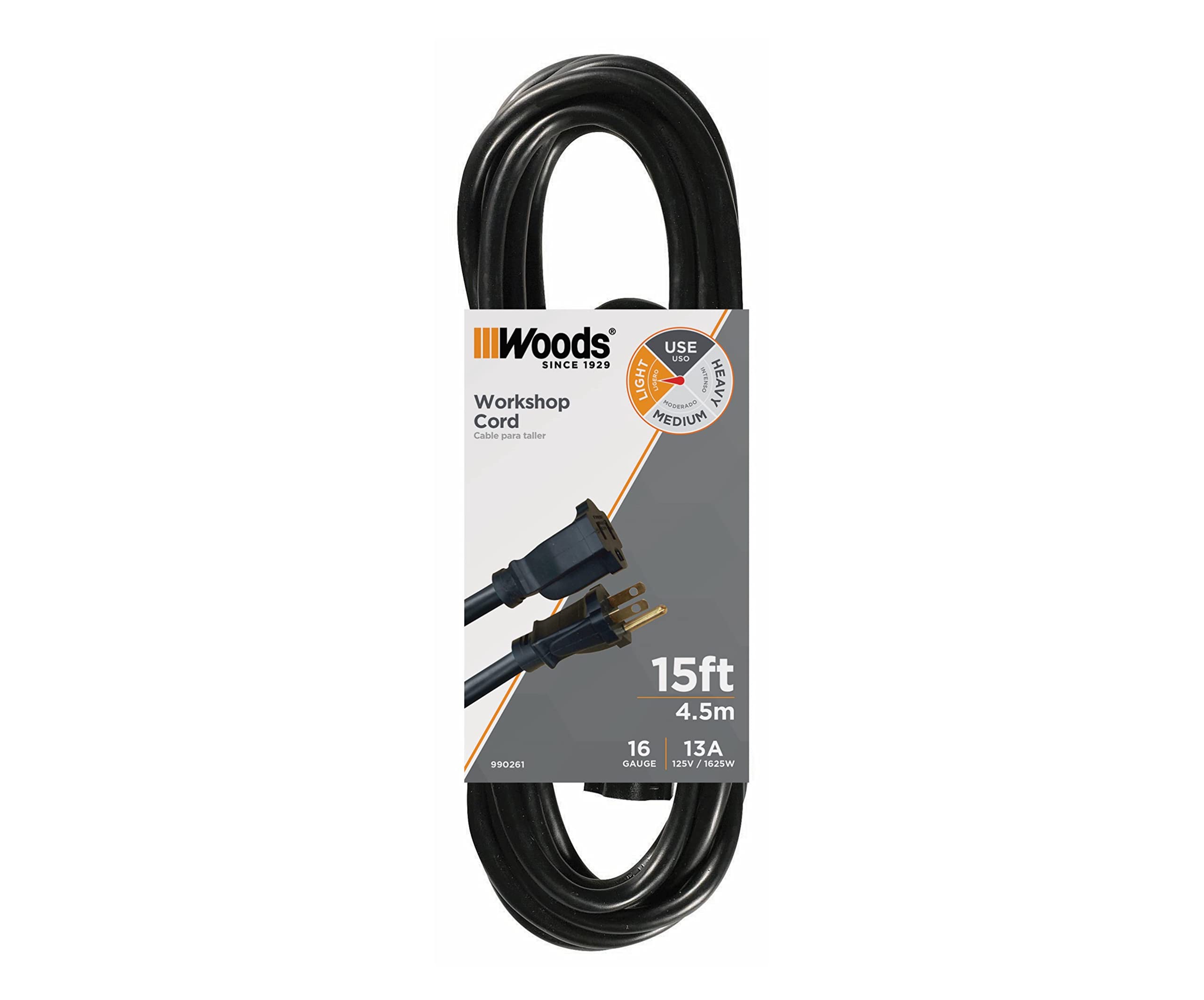 Woods Extension Cord (15 Foot Black)