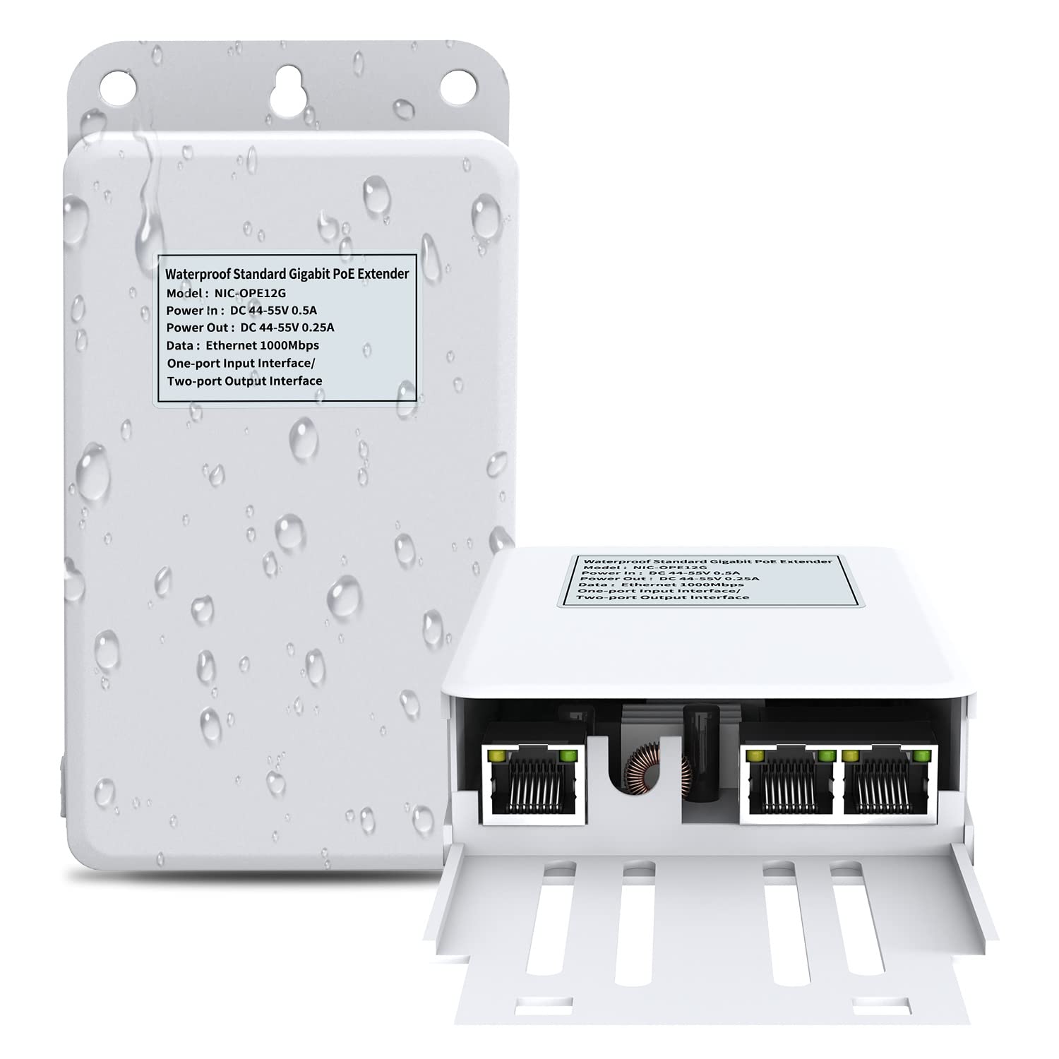 Gigabit Outdoor Waterproof Poe Extender, Nicgiga 2 Port Poe Repeater 100 Meters(328 Ft), Ieee 802.3Af/At Power Over Ethernet Poe