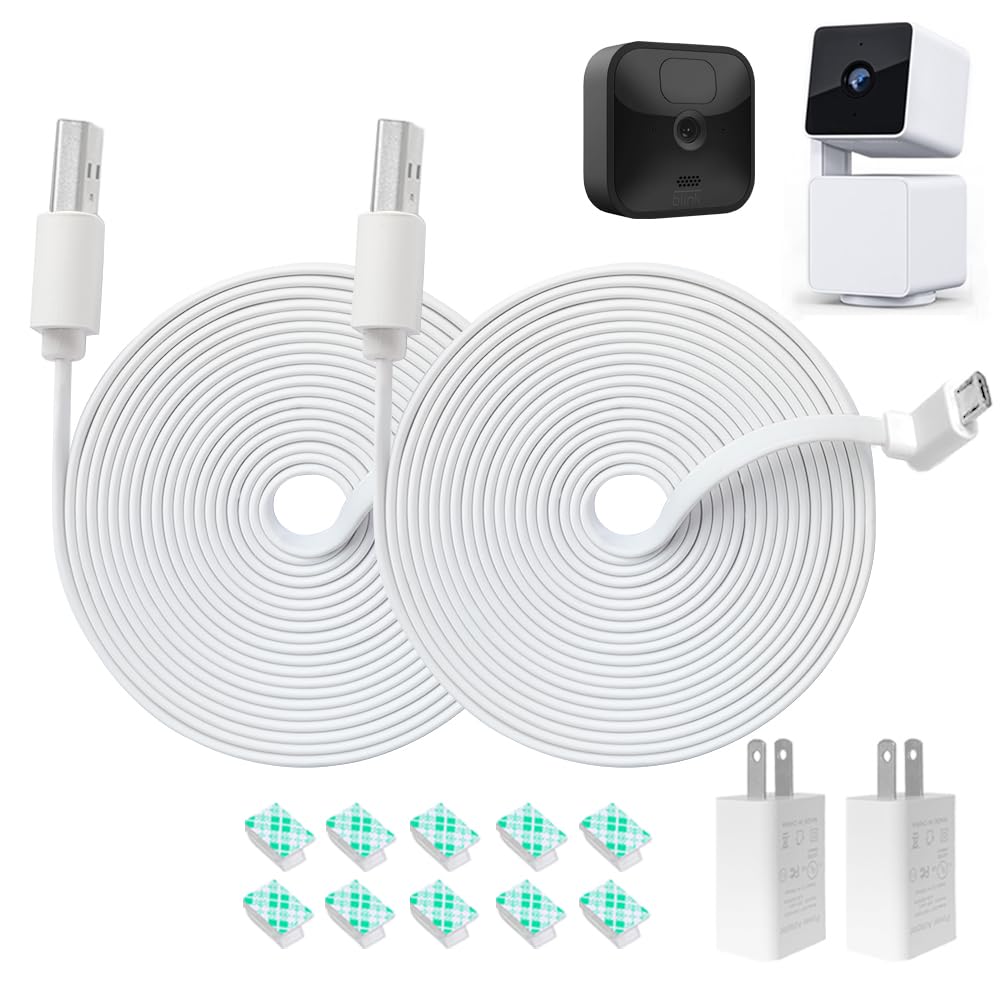 Jjmasee 10Ft L Shaped Connector Power Extension Cable With Charger For Wyze Cam Pan V3, Blink Outdoor (3Rd Gen) Camera, Flat Cha