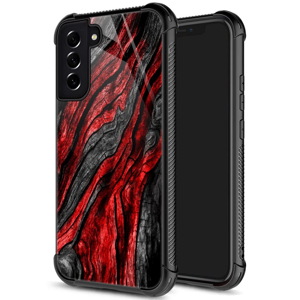 Samsung Galaxy S21 Ultra Case,Red Grain Galaxy S21 Ultra Case For Boys Men,Pattern Design Shockproof Anti Scratch Organic Glass