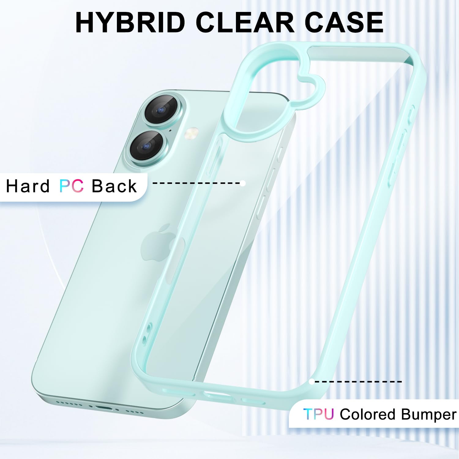 Loeoel For Iphone 16 Case Clear, Transparent Hybrid 16 Phone Case [Hard Plastic & Soft Silicone Bumper] Acrylic Non Yellowing Th