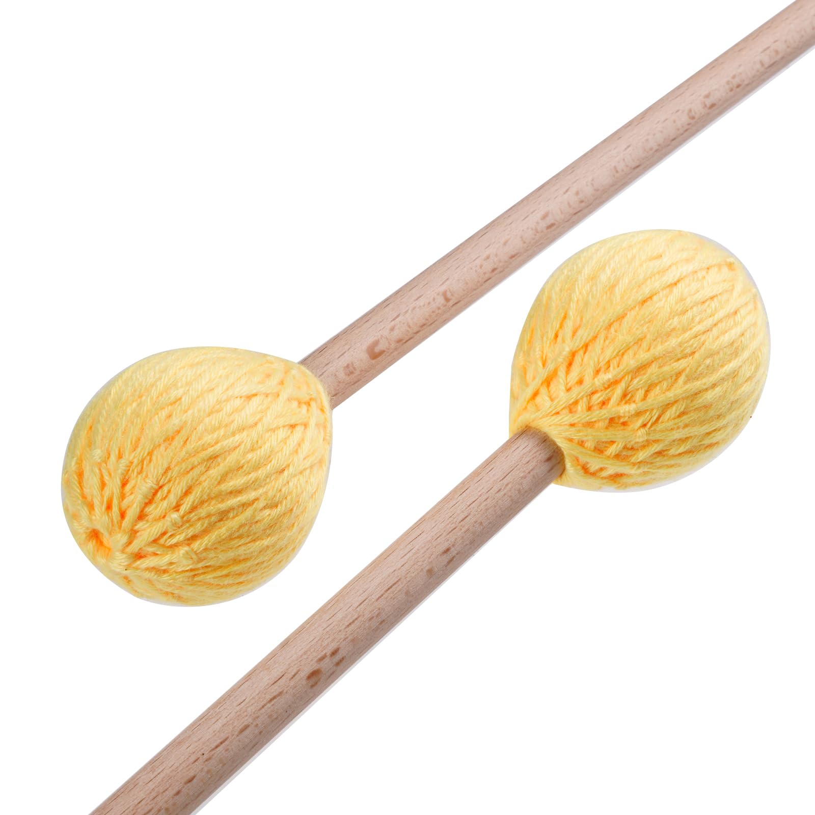 Yolyoo Medium Hard Yarn Head Keyboard Marimba Mallets With Maple Handles,Pack Of 2 Blue (Yellow)